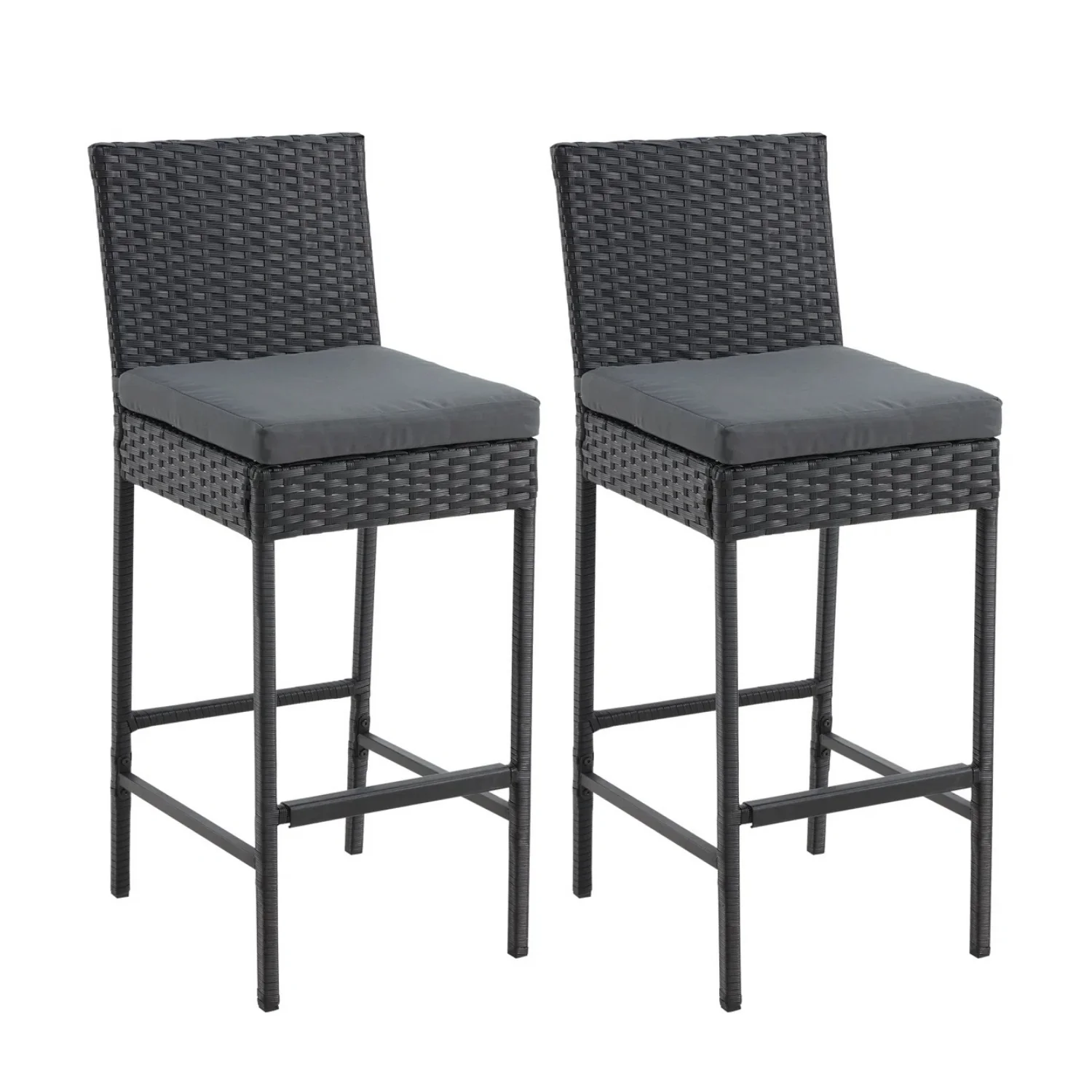 Outdoor Rattan Wicker Bar Chairs Set of 2 - Image 8