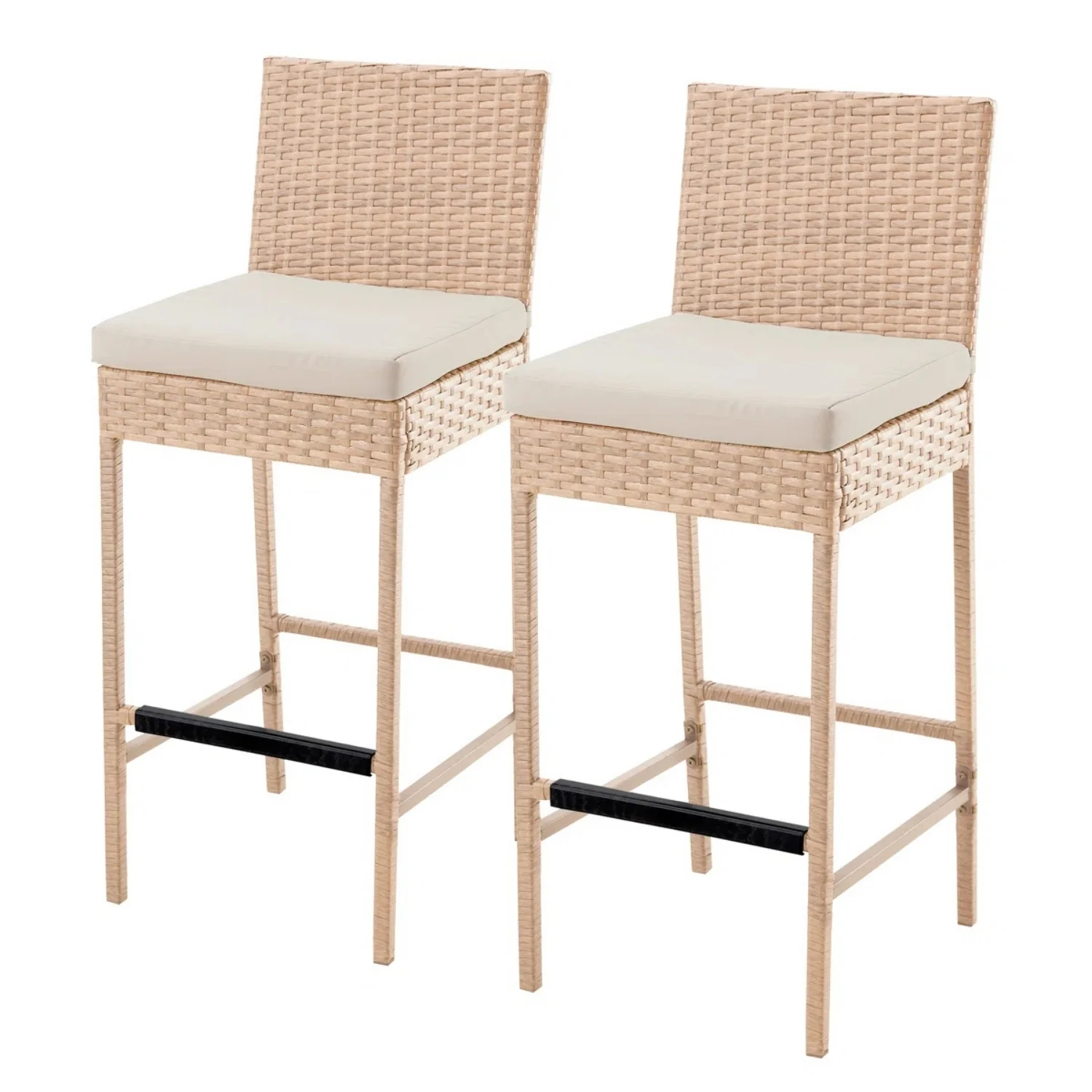 Outdoor Rattan Wicker Bar Chairs Set of 2 - Image 3