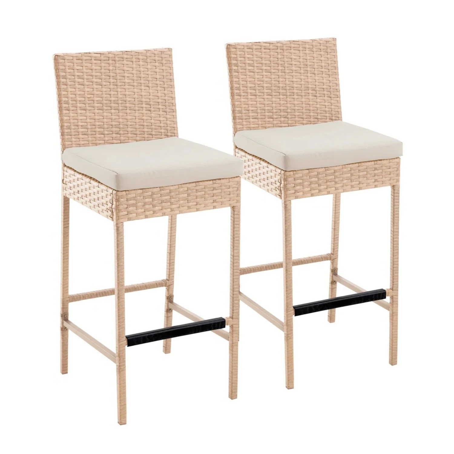 Outdoor Rattan Wicker Bar Chairs Set of 2 - Image 8