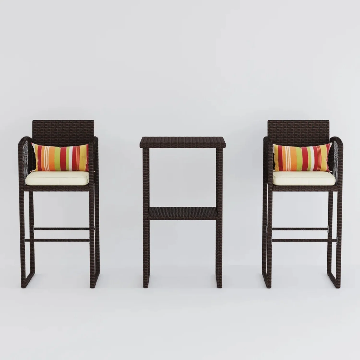 Outdoor Rattan Wicker Bar Set With 2-Tier Table - Image 10