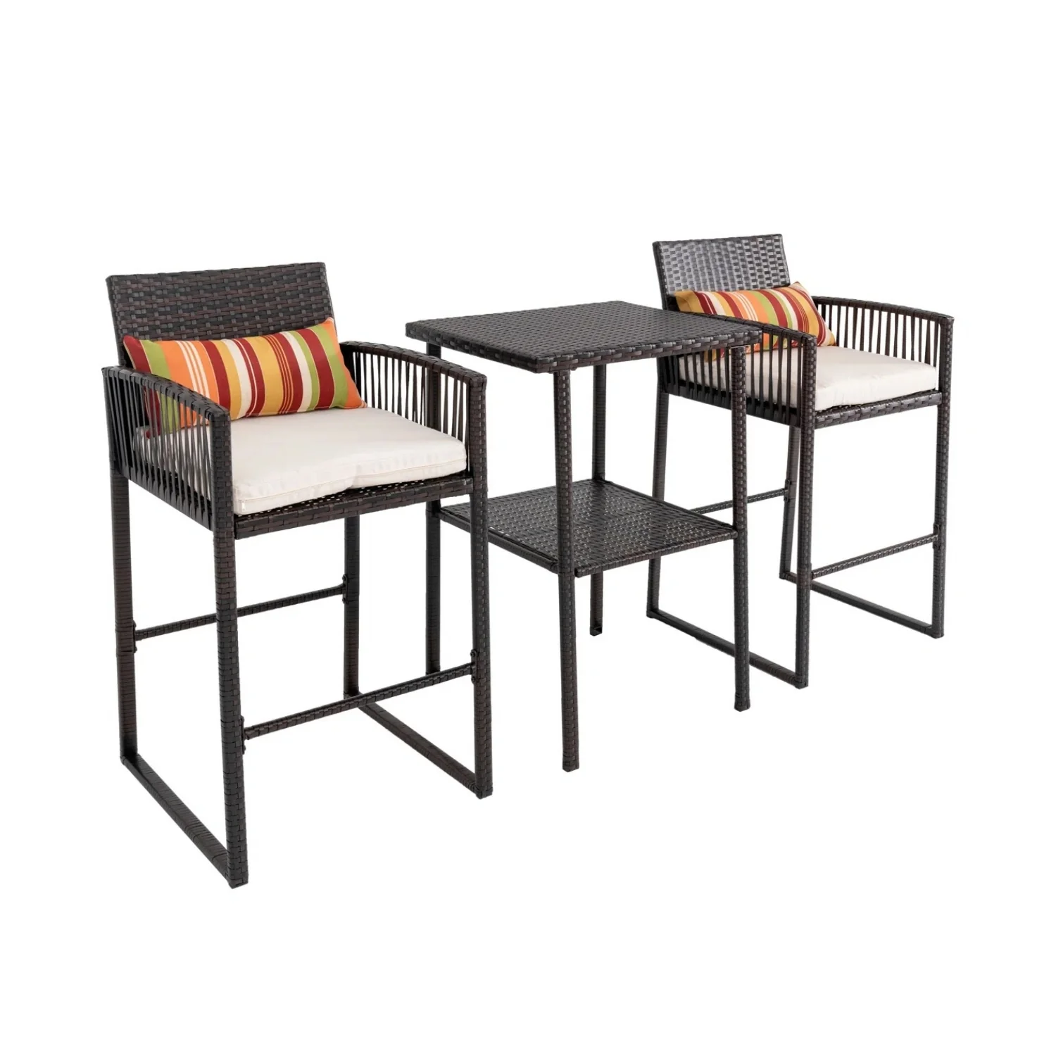 Outdoor Rattan Wicker Bar Set With 2-Tier Table - Image 9