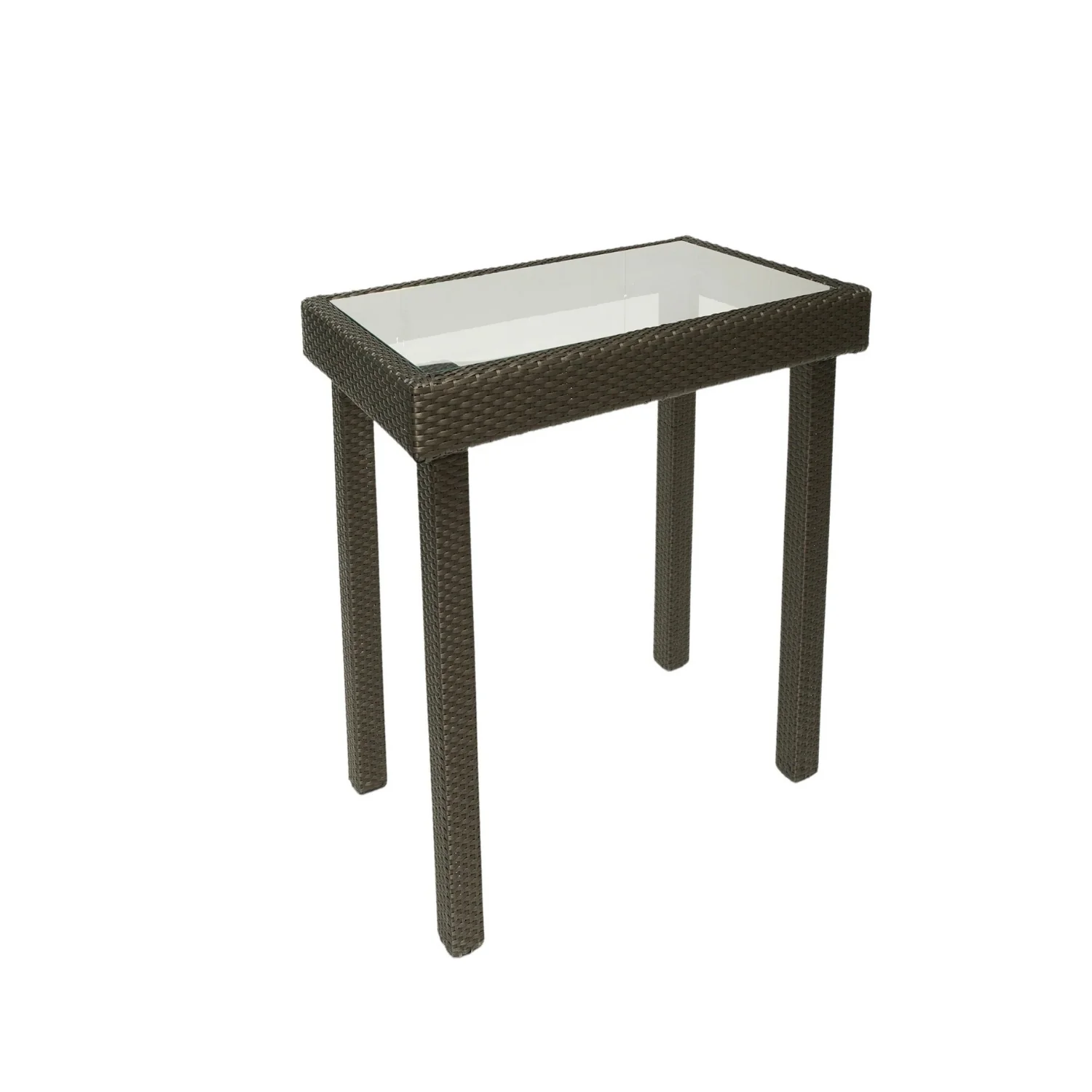 Outdoor Rattan Wicker Bar Glass Top Table - Image 7
