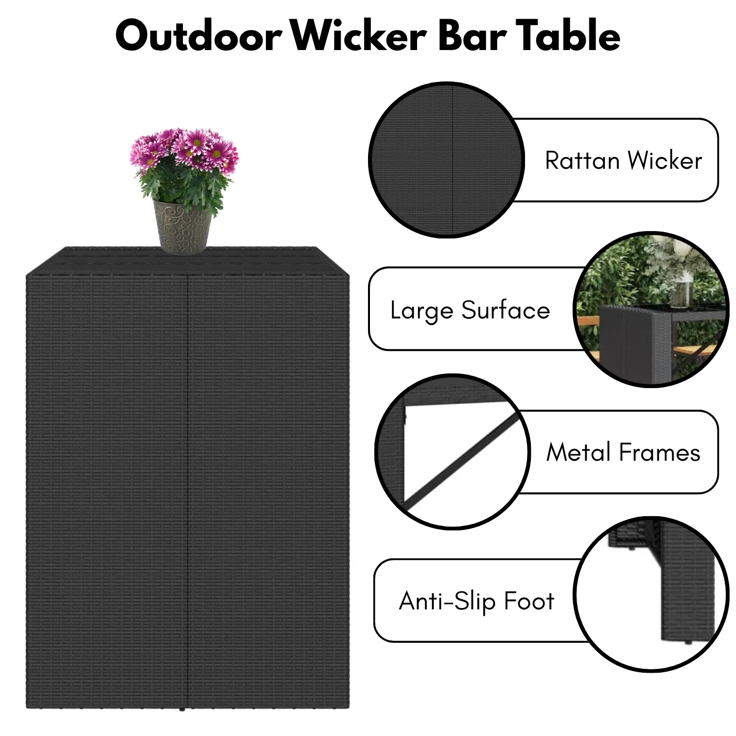 Outdoor Rattan Wicker Bar Table - Image 4