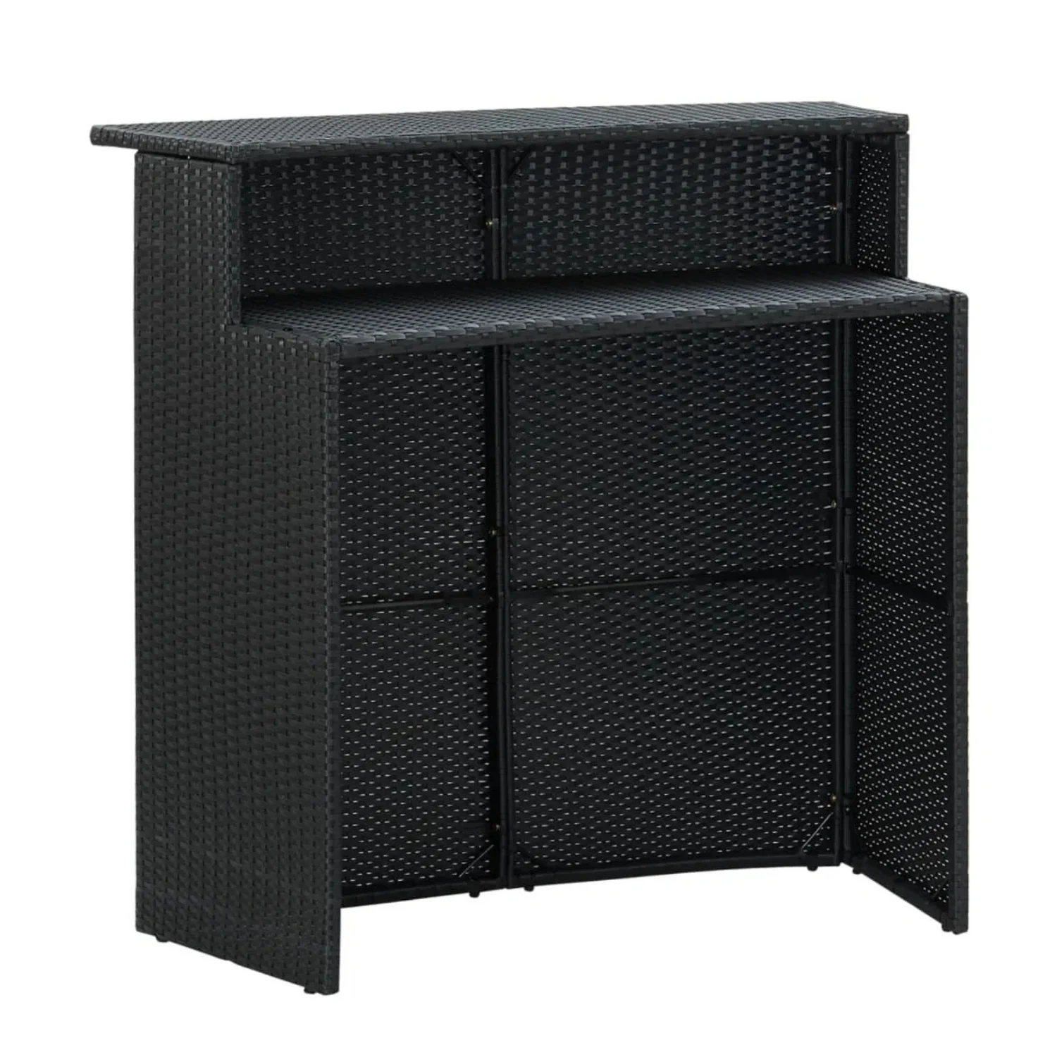 Outdoor Rattan Wicker Bar Table With a High-Top Design & Integrated Storage Shelf - Image 8