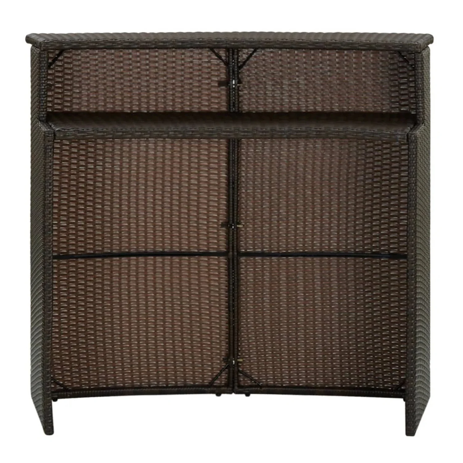 Outdoor Rattan Wicker Bar Table With a High-Top Design & Integrated Storage Shelf - Image 4