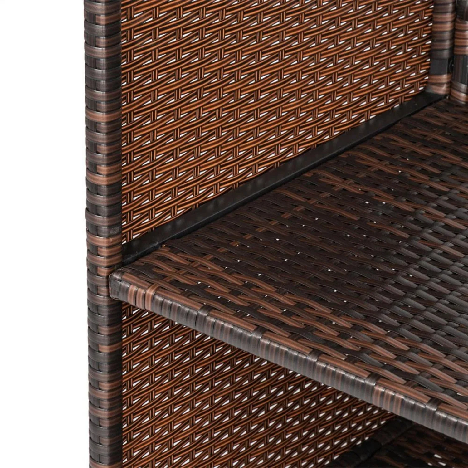Outdoor Rattan Wicker Bar Table With Storage Selves - Image 3