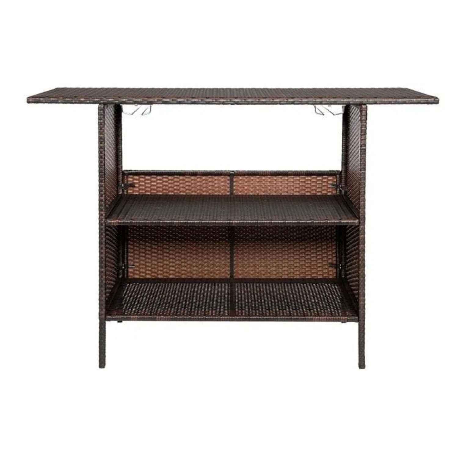 Outdoor Rattan Wicker Bar Table With Storage Selves - Image 6