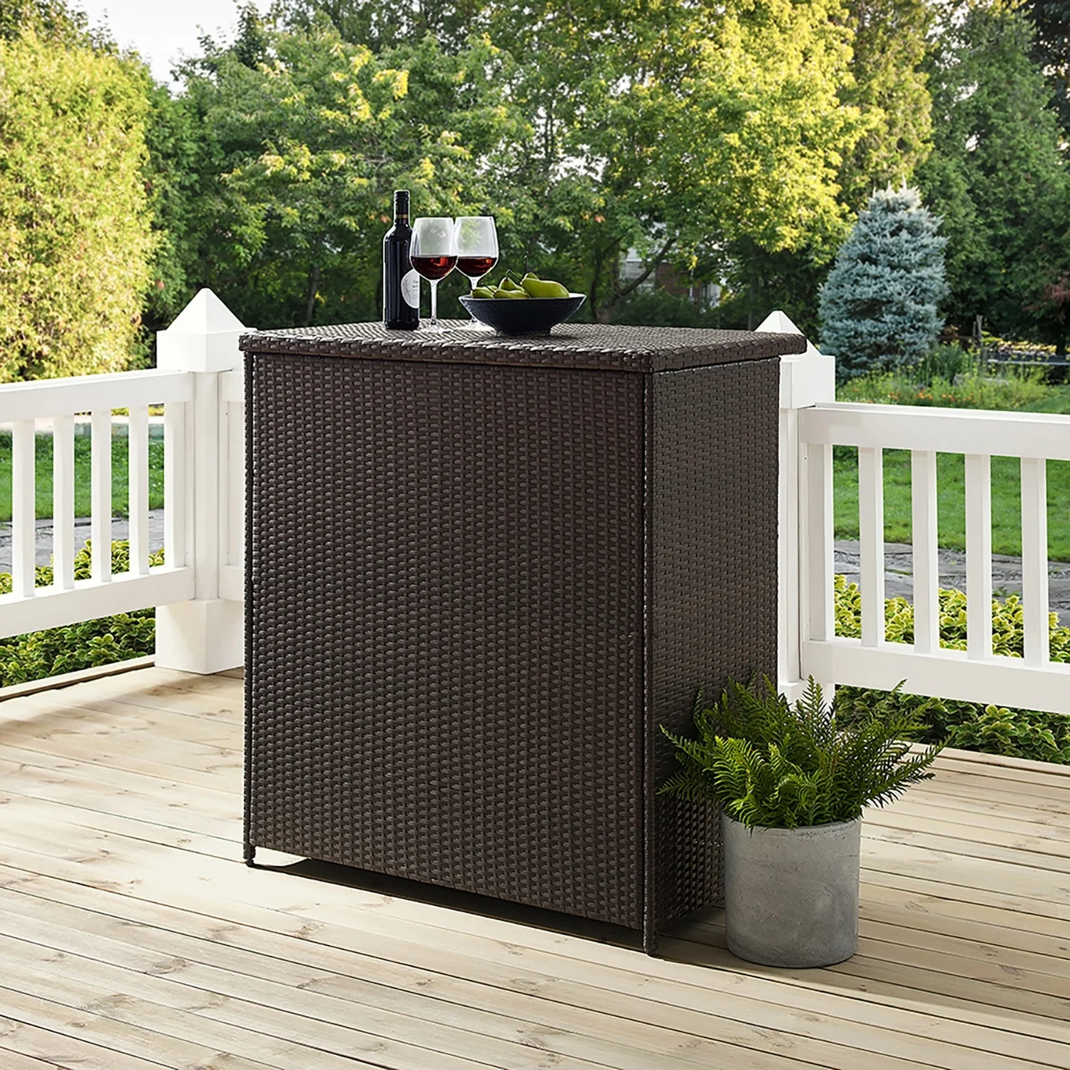 Outdoor Rattan Wicker Bar Table With Storage Selves - Image 3