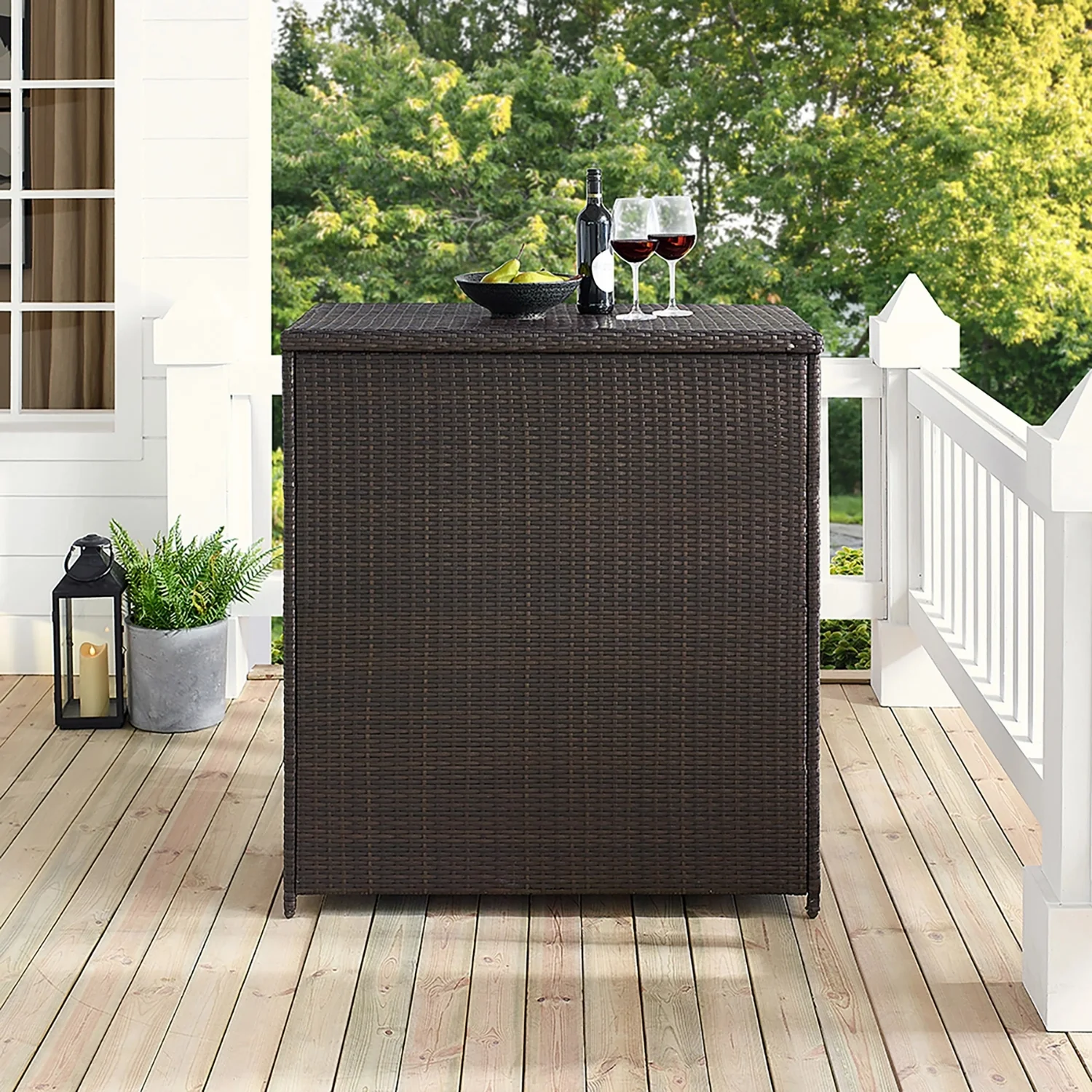 Outdoor Rattan Wicker Bar Table With Storage Selves - Image 7