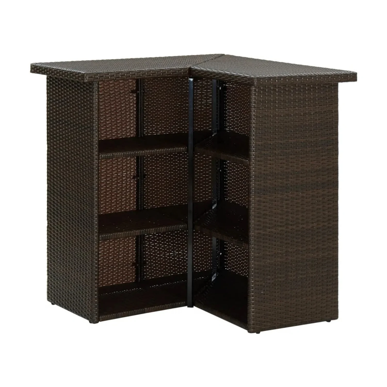 Outdoor Rattan Wicker Bar Table With Storage Selves - Image 4