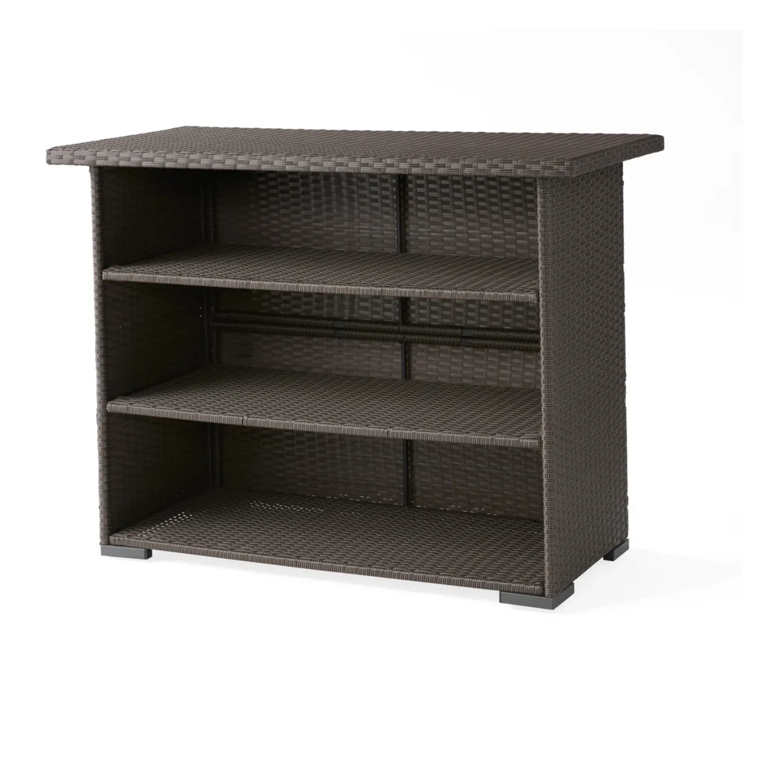 Outdoor Rattan Wicker Bar Table With Storage Selves - Image 4