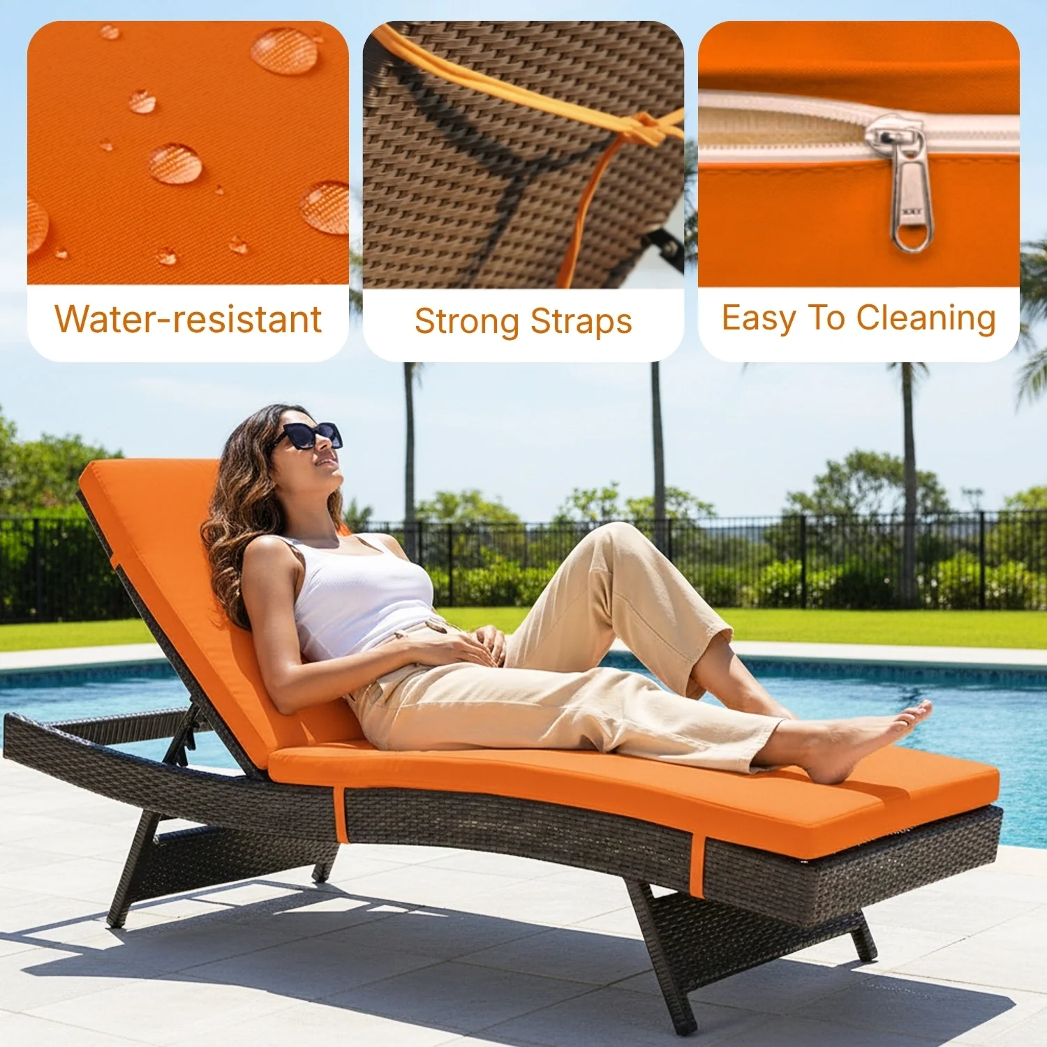 Outdoor Rattan Wicker Chaise Lounger For Poolside - Image 4