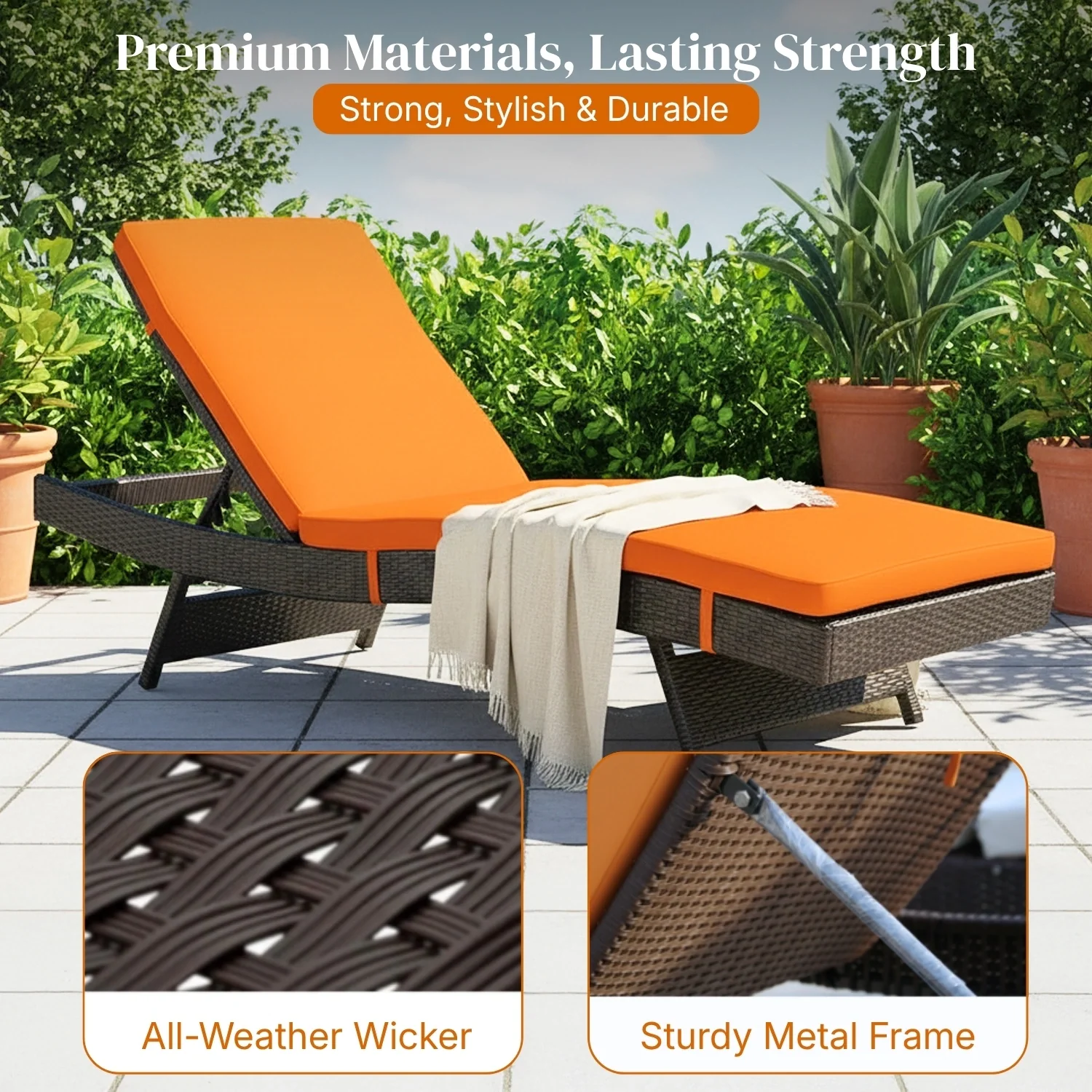 Outdoor Rattan Wicker Chaise Lounger For Poolside - Image 5