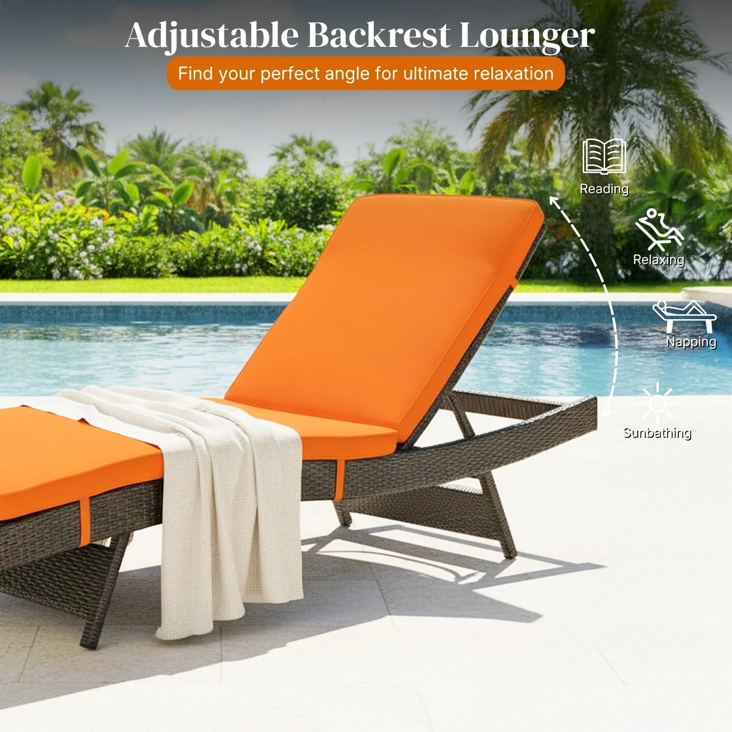 Outdoor Rattan Wicker Chaise Lounger For Poolside - Image 7