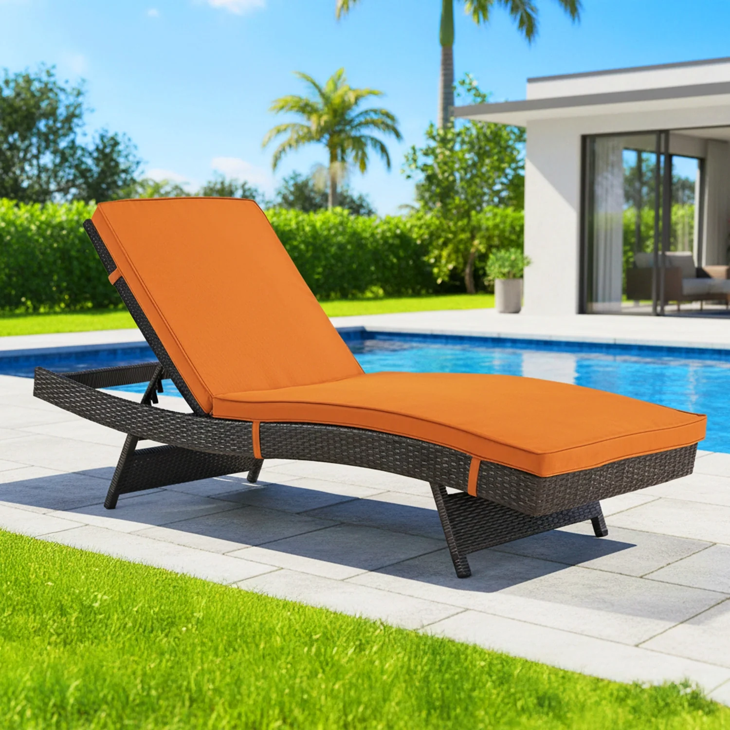 Outdoor Rattan Wicker Chaise Lounger For Poolside - Image 8