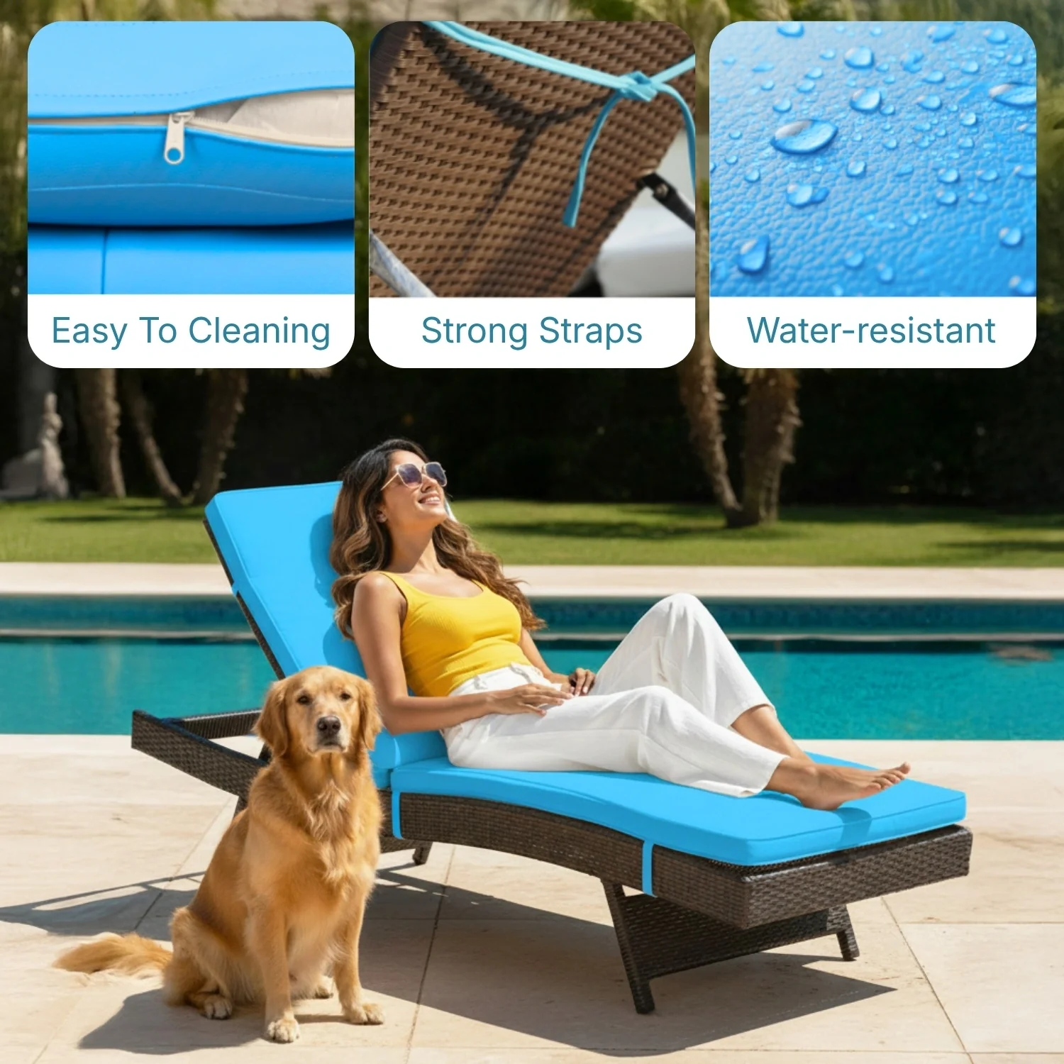 Outdoor Rattan Wicker Chaise Lounger For Poolside - Image 4
