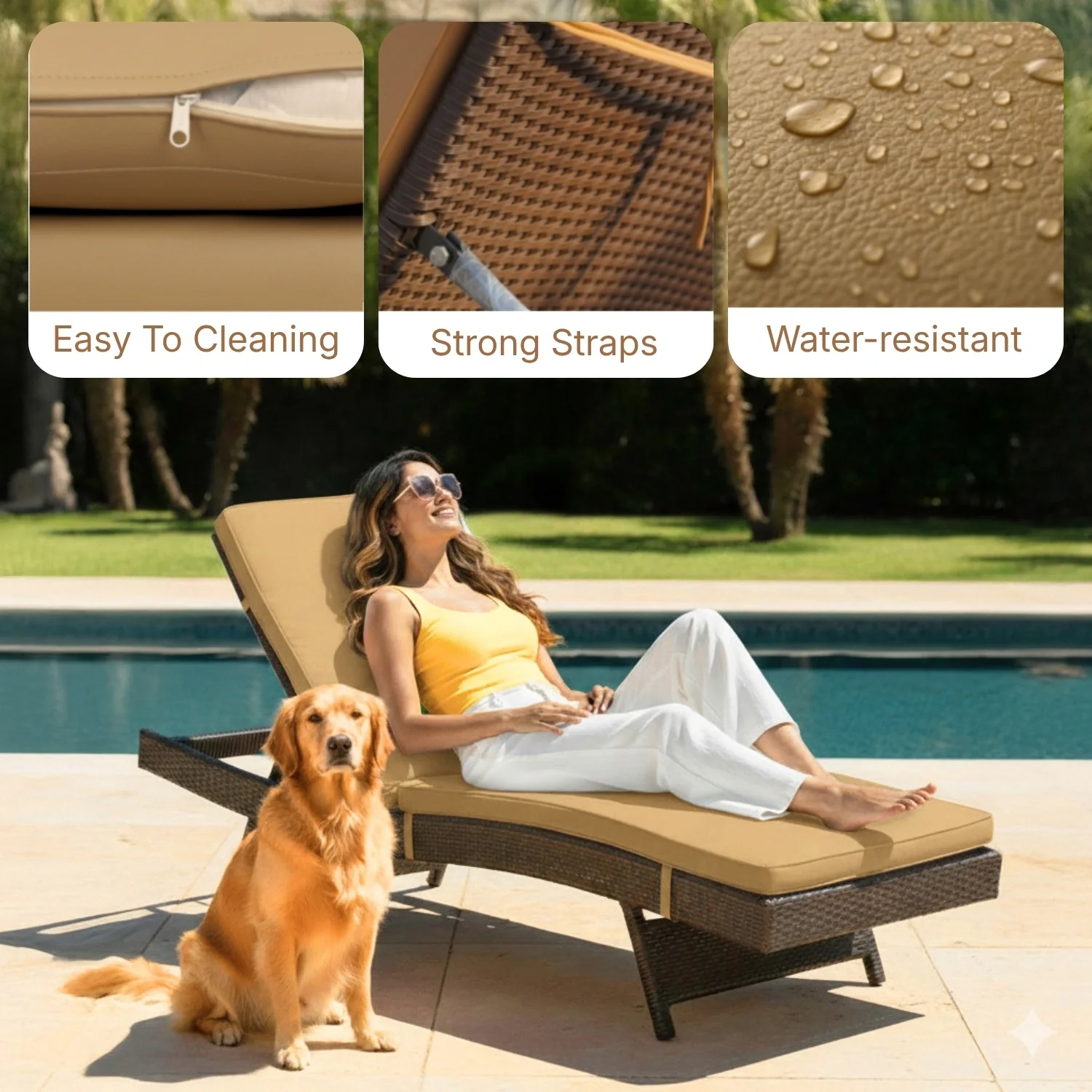 Outdoor Rattan Wicker Chaise Lounger For Poolside - Image 4