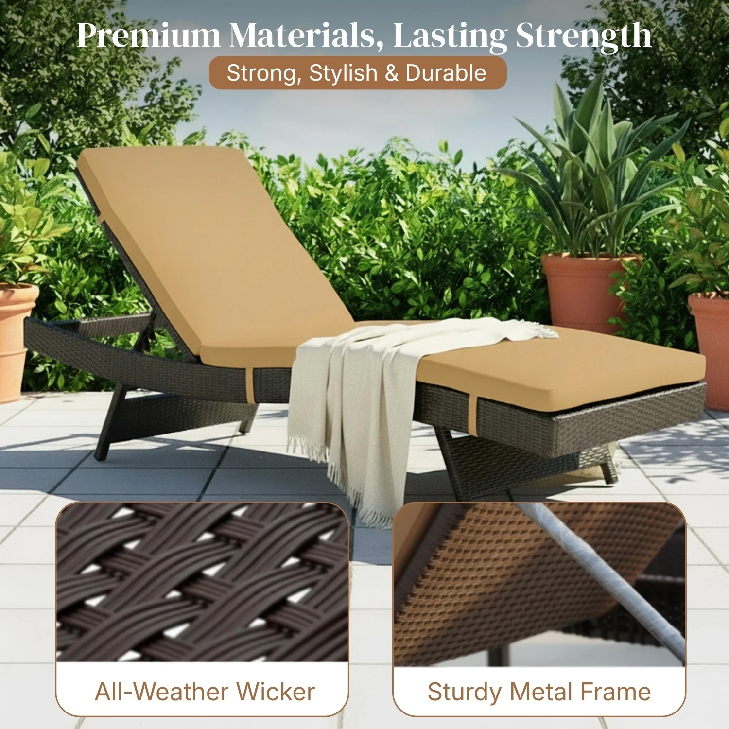 Outdoor Rattan Wicker Chaise Lounger For Poolside - Image 5
