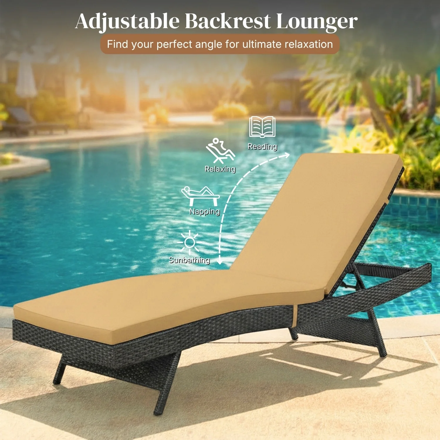 Outdoor Rattan Wicker Chaise Lounger For Poolside - Image 7