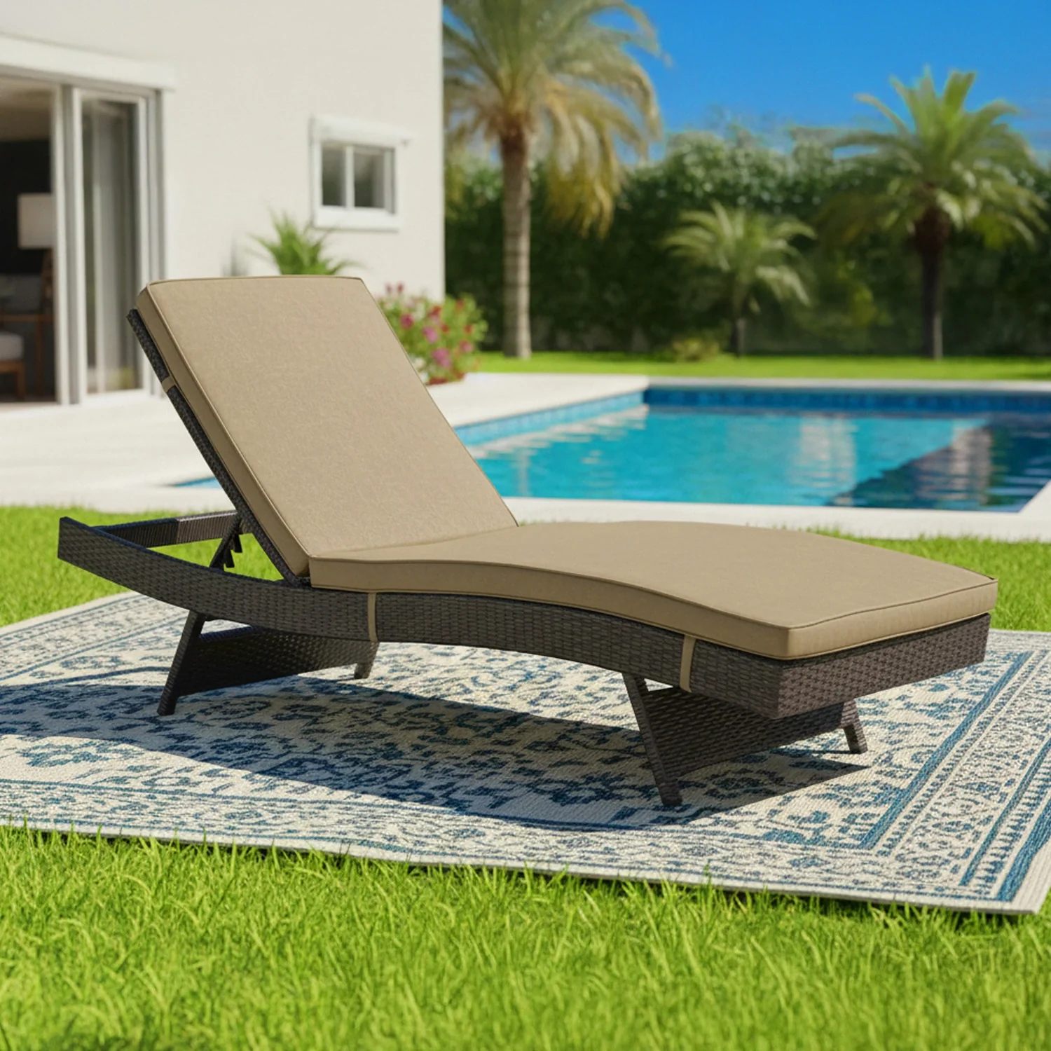Outdoor Rattan Wicker Chaise Lounger For Poolside - Image 8