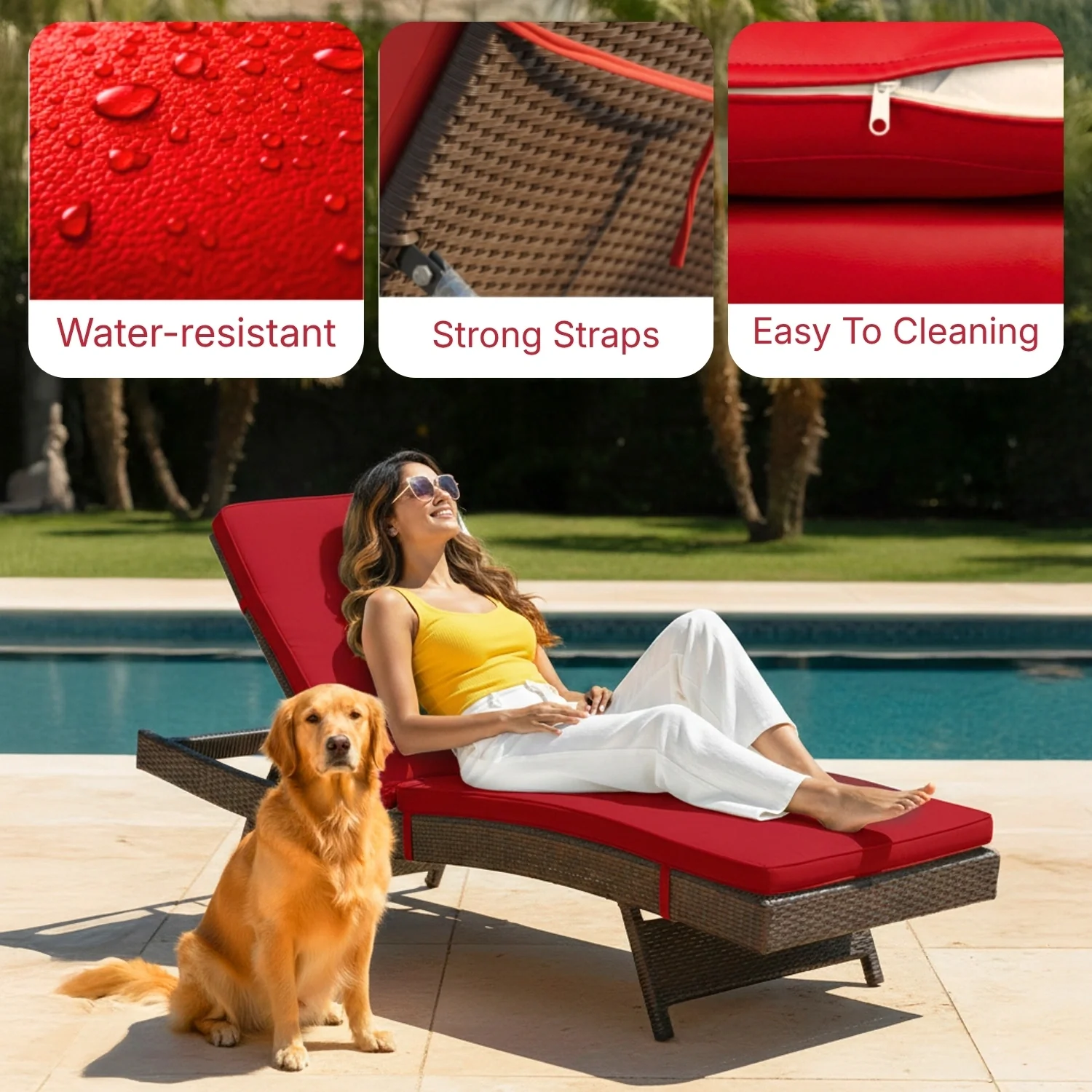 Outdoor Rattan Wicker Chaise Lounger For Poolside - Image 4