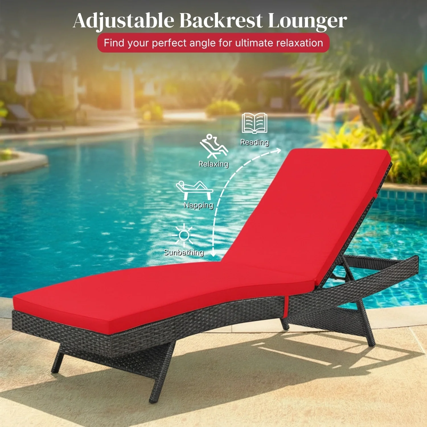 Outdoor Rattan Wicker Chaise Lounger For Poolside - Image 6