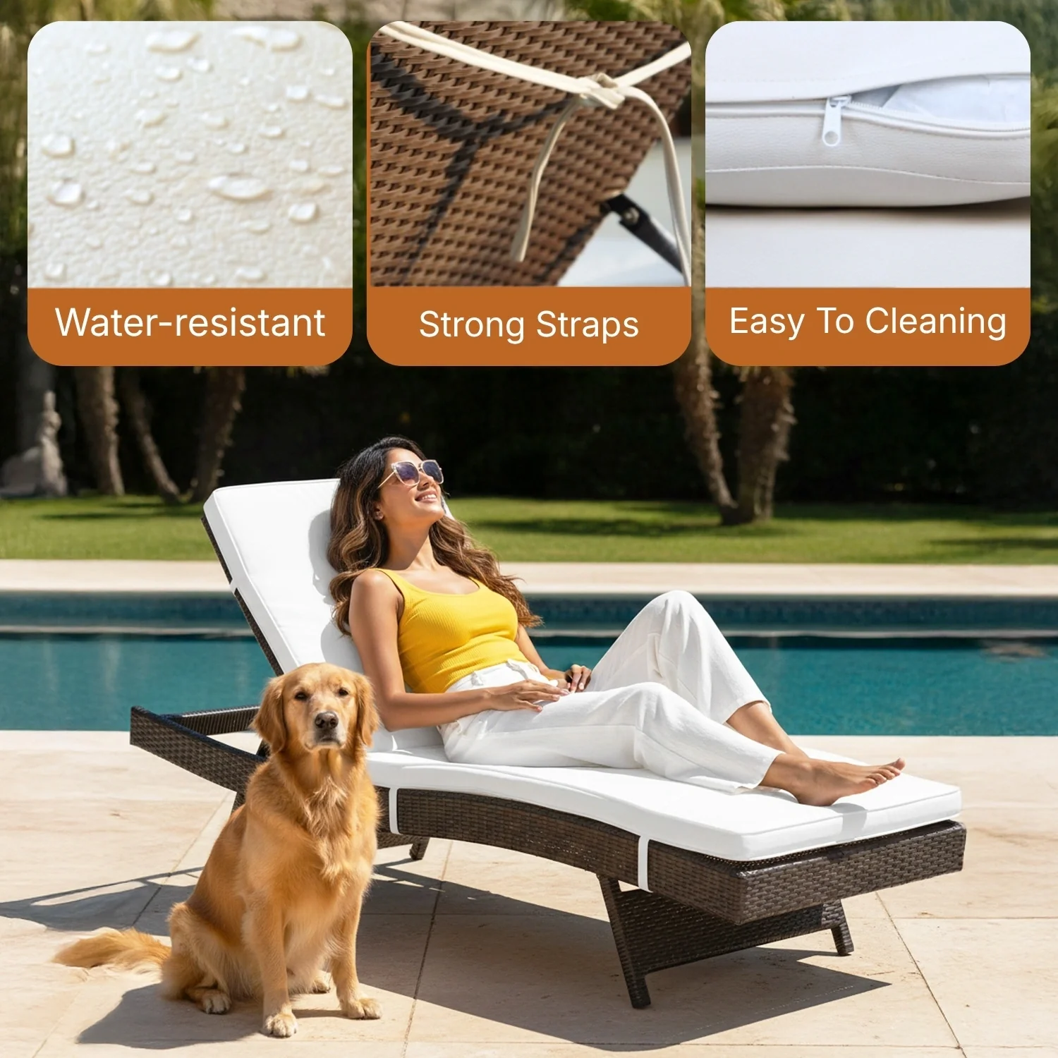 Outdoor Rattan Wicker Chaise Lounger For Poolside - Image 4