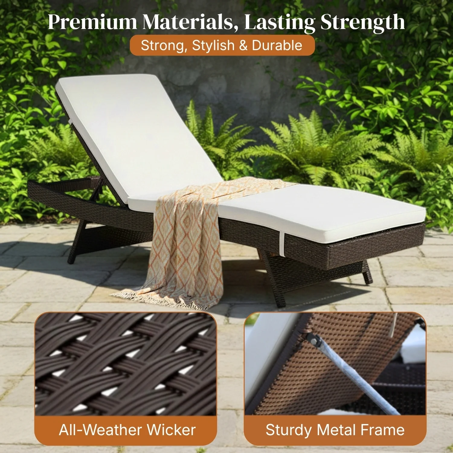 Outdoor Rattan Wicker Chaise Lounger For Poolside - Image 5
