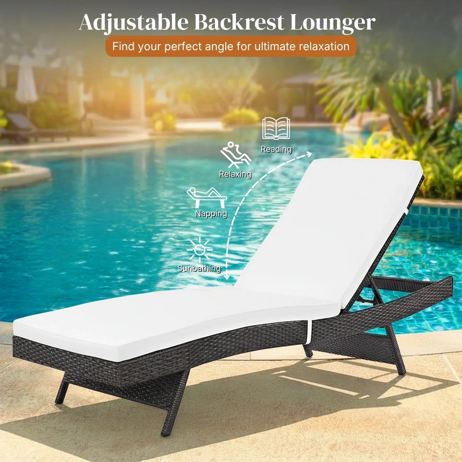 Outdoor Rattan Wicker Chaise Lounger For Poolside - Image 7