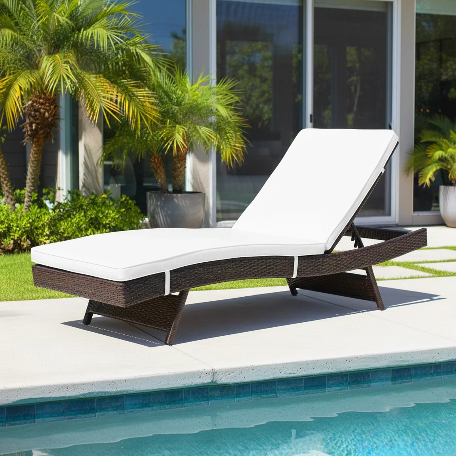 Outdoor Rattan Wicker Chaise Lounger For Poolside - Image 8