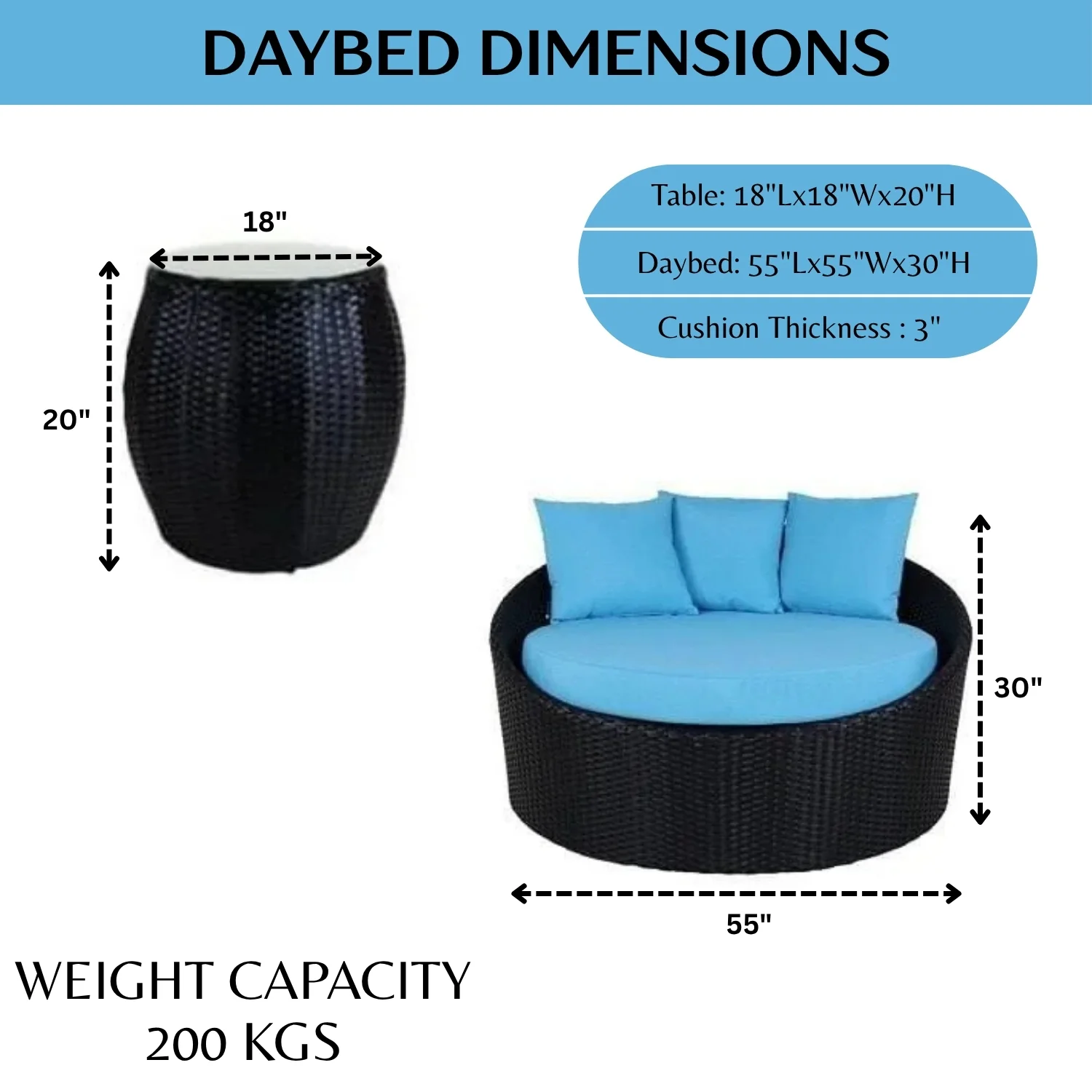 Outdoor Rattan Wicker Daybed with Glass Top Table - Image 2