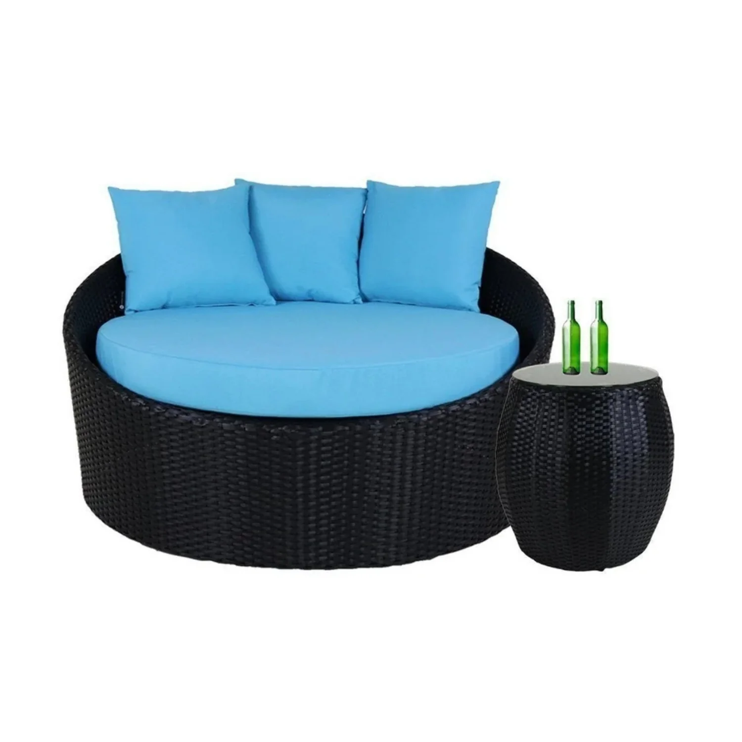 Outdoor Rattan Wicker Daybed with Glass Top Table - Image 9