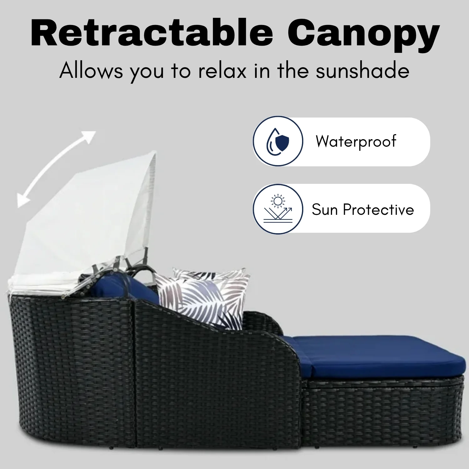Outdoor Rattan Wicker Double Seater Canopy Daybed - Image 6