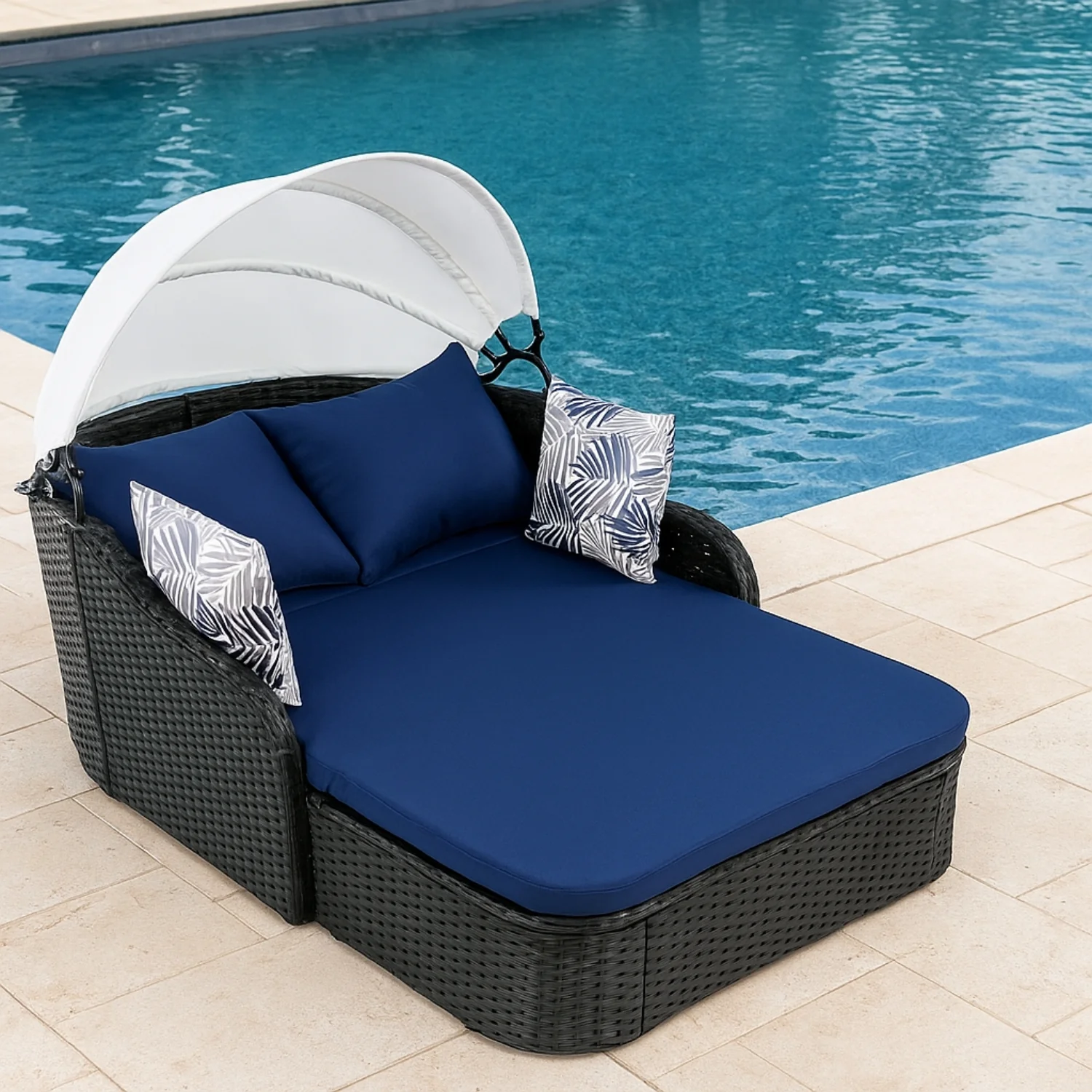 Outdoor Rattan Wicker Double Seater Canopy Daybed - Image 8
