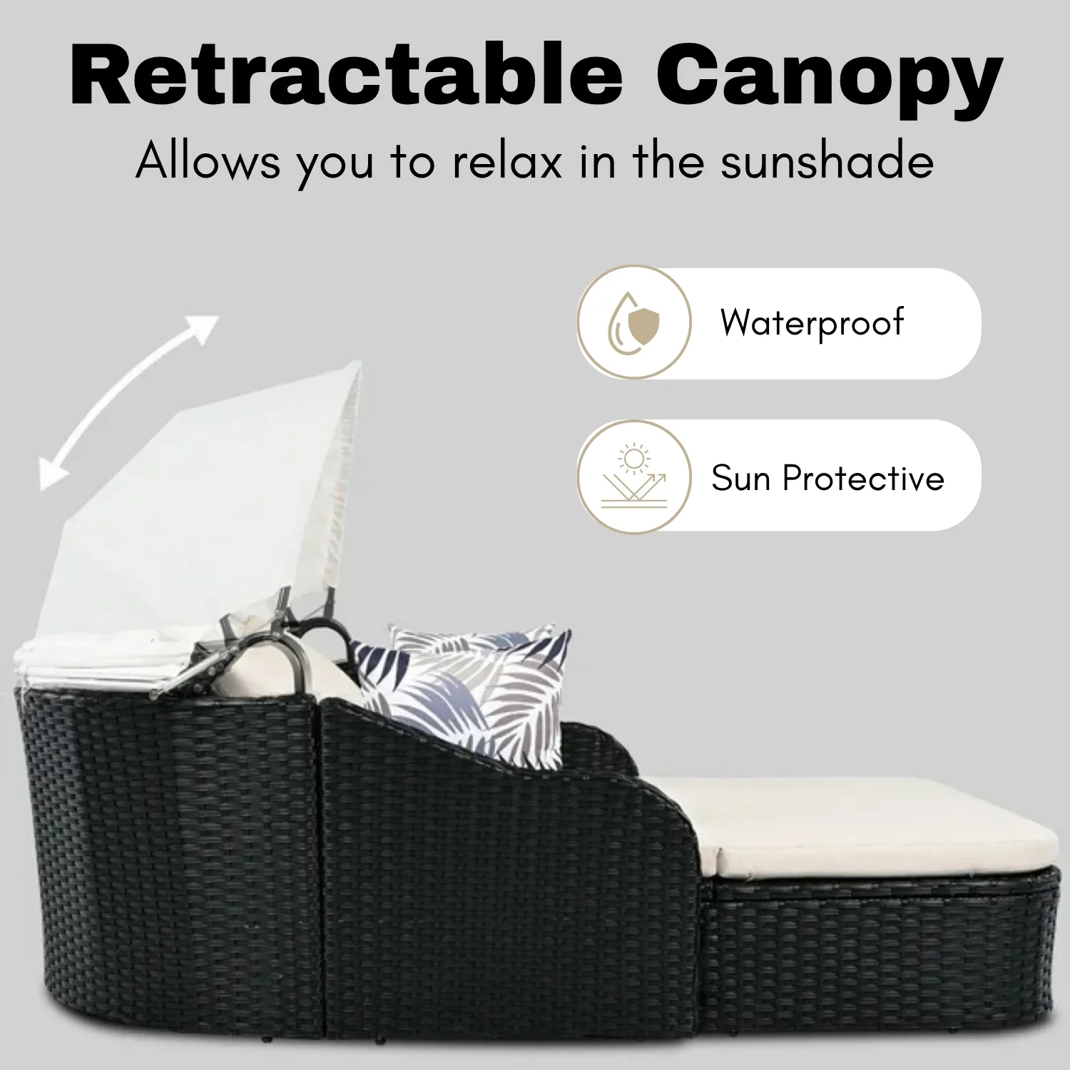 Outdoor Rattan Wicker Double Seater Canopy Daybed - Image 6