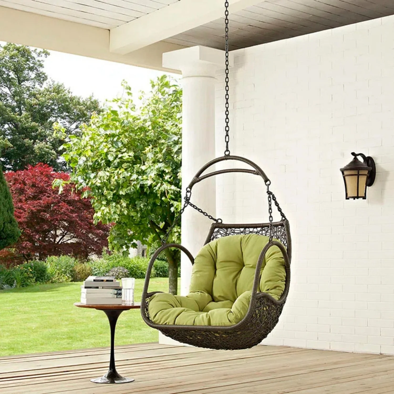 Outdoor Rattan Wicker Hanging Swing Chair with Cushion - Image 9