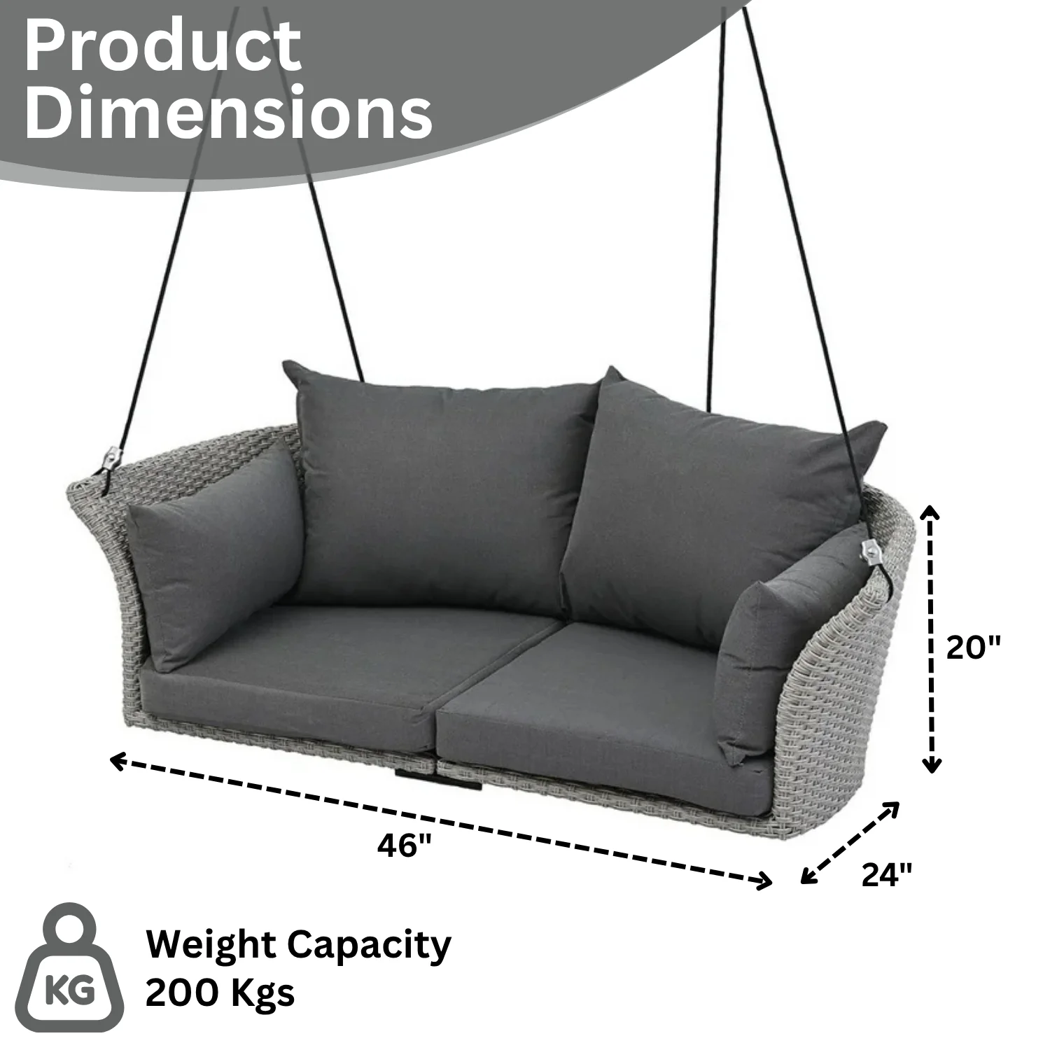 Outdoor Rattan Wicker Hanging Swing Chair with Cushion - Image 2