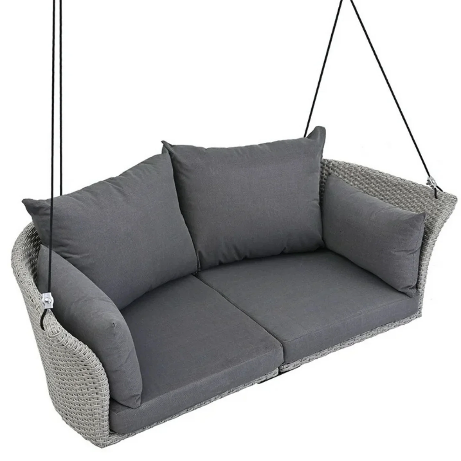 Outdoor Rattan Wicker Hanging Swing Chair with Cushion - Image 8