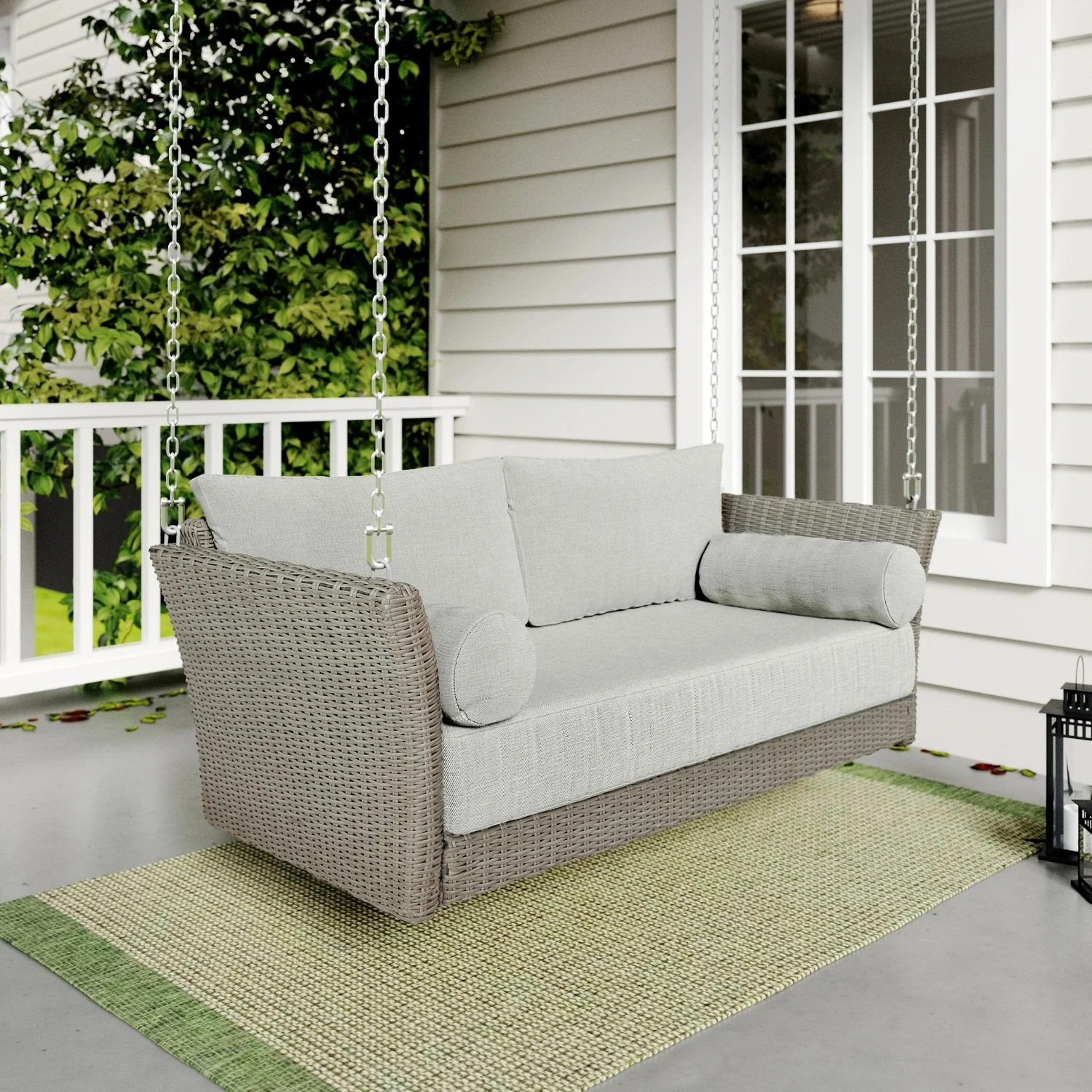 Outdoor Rattan Wicker Hanging Swing Chair with Cushion - Image 4