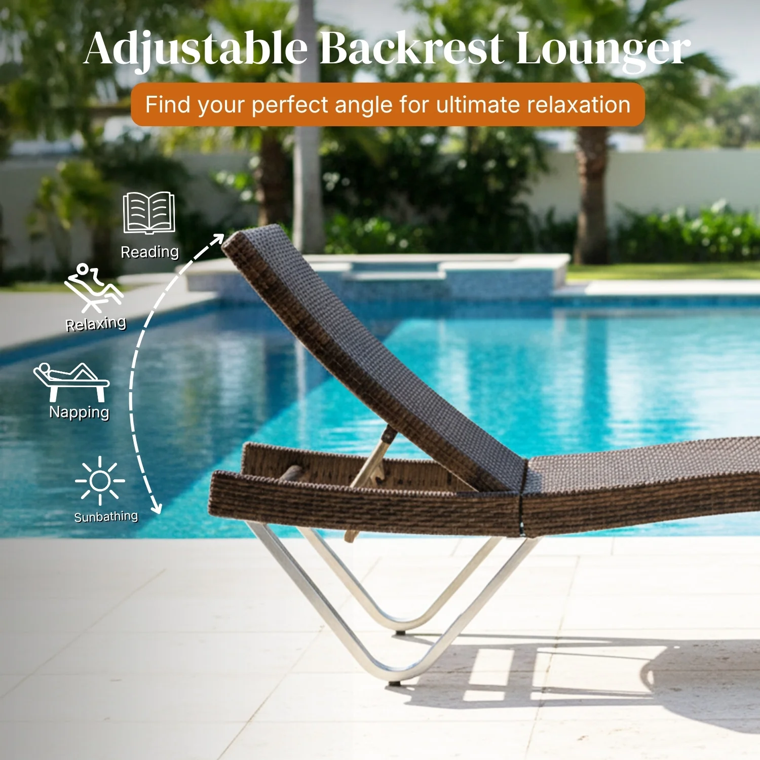 Outdoor Rattan Wicker Lounge Chairs Set of 2 with Matching Side Table - Image 5