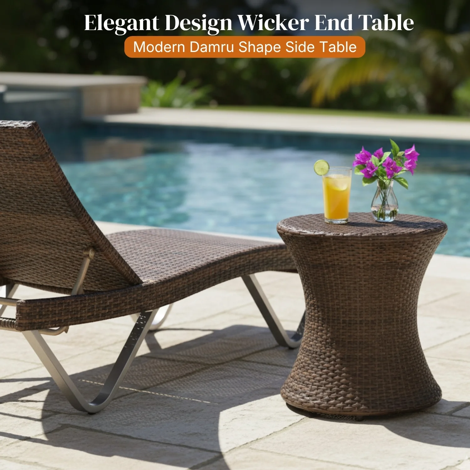 Outdoor Rattan Wicker Lounge Chairs Set of 2 with Matching Side Table - Image 6