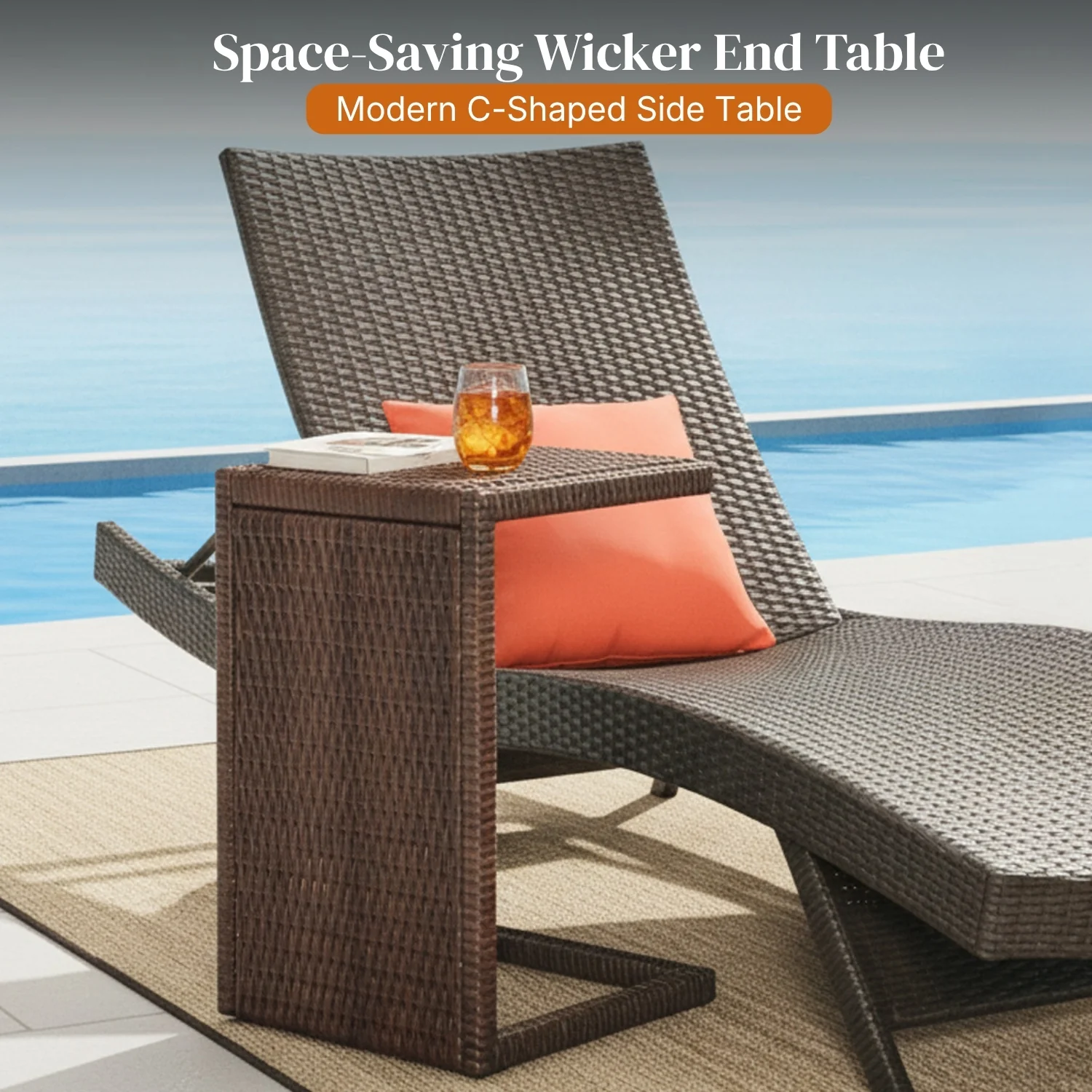 Outdoor Rattan Wicker Lounge Chairs Set of 2 with Matching Side Table - Image 6