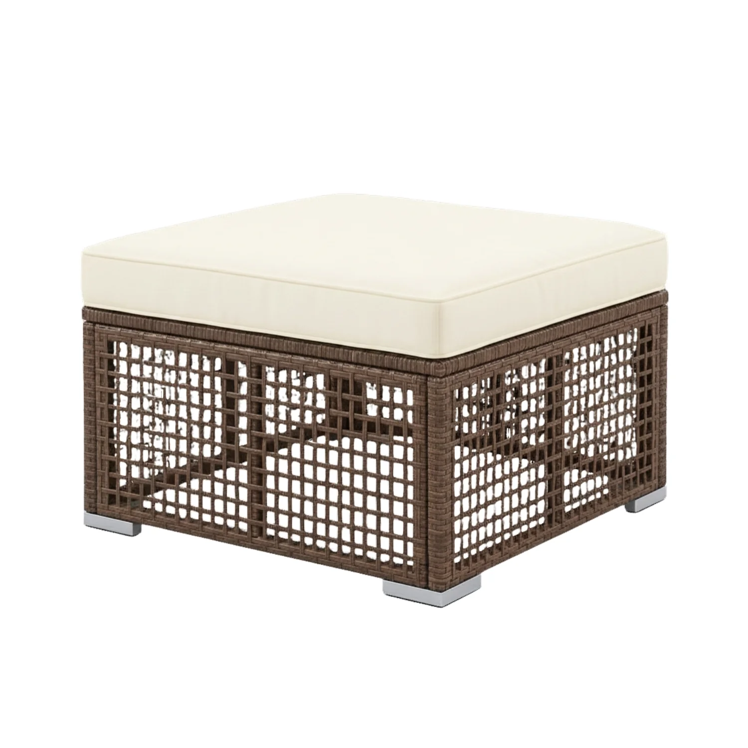 Outdoor Rattan Wicker Patio Conversation Furniture Set (Dark Brown & Cream) - Image 10