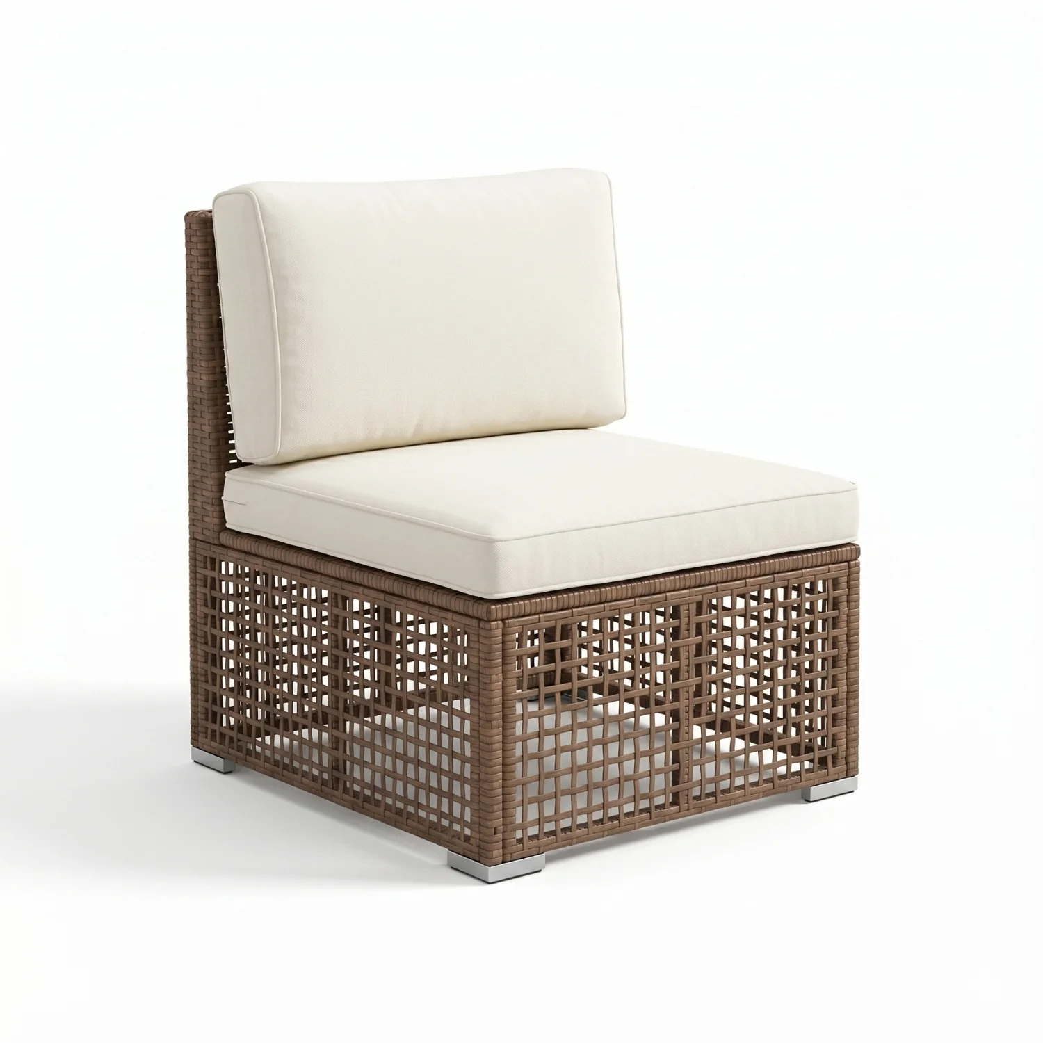 Outdoor Rattan Wicker Patio Conversation Furniture Set (Dark Brown & Cream) - Image 8
