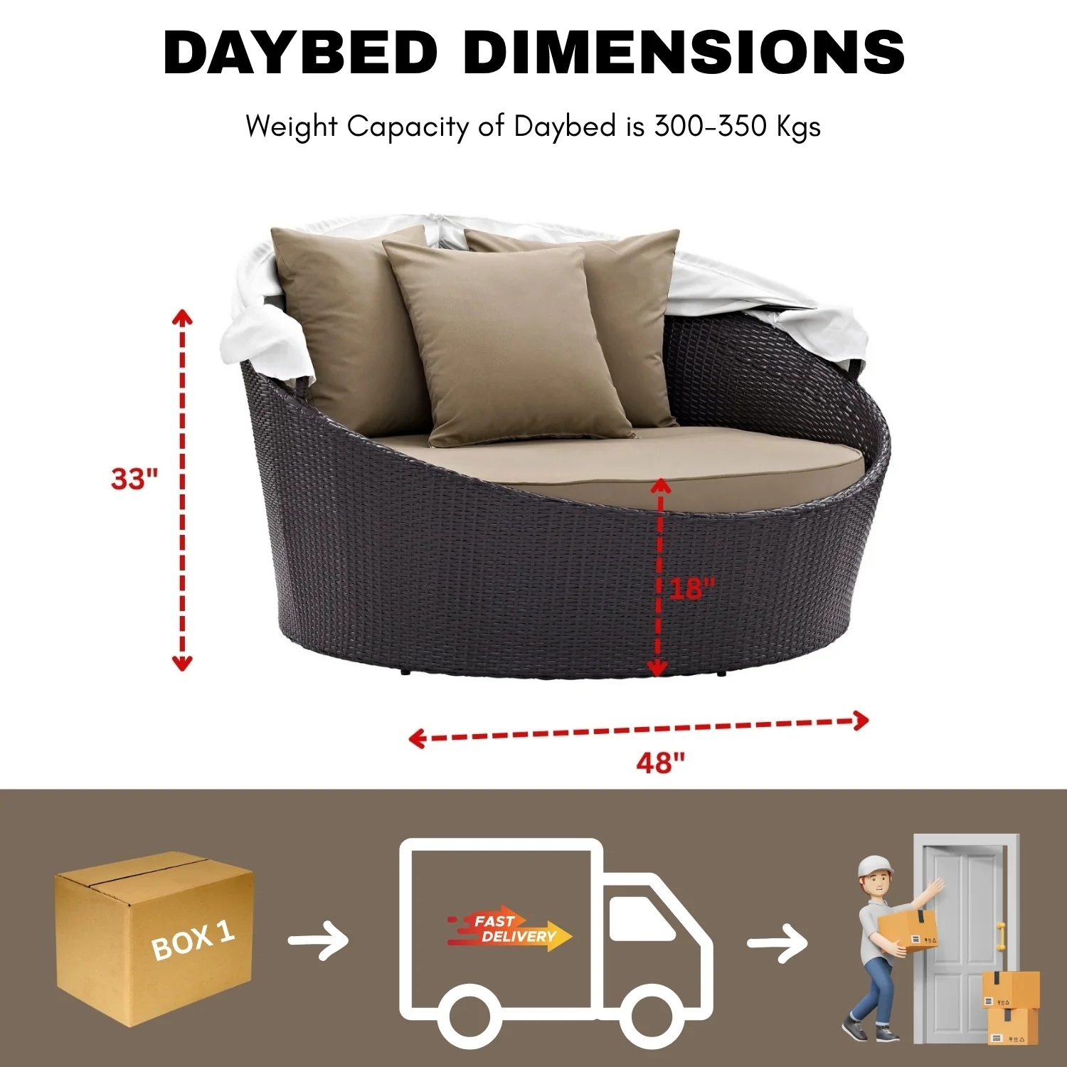 Outdoor Rattan Wicker Patio Daybed with Retractable Canopy - Image 2