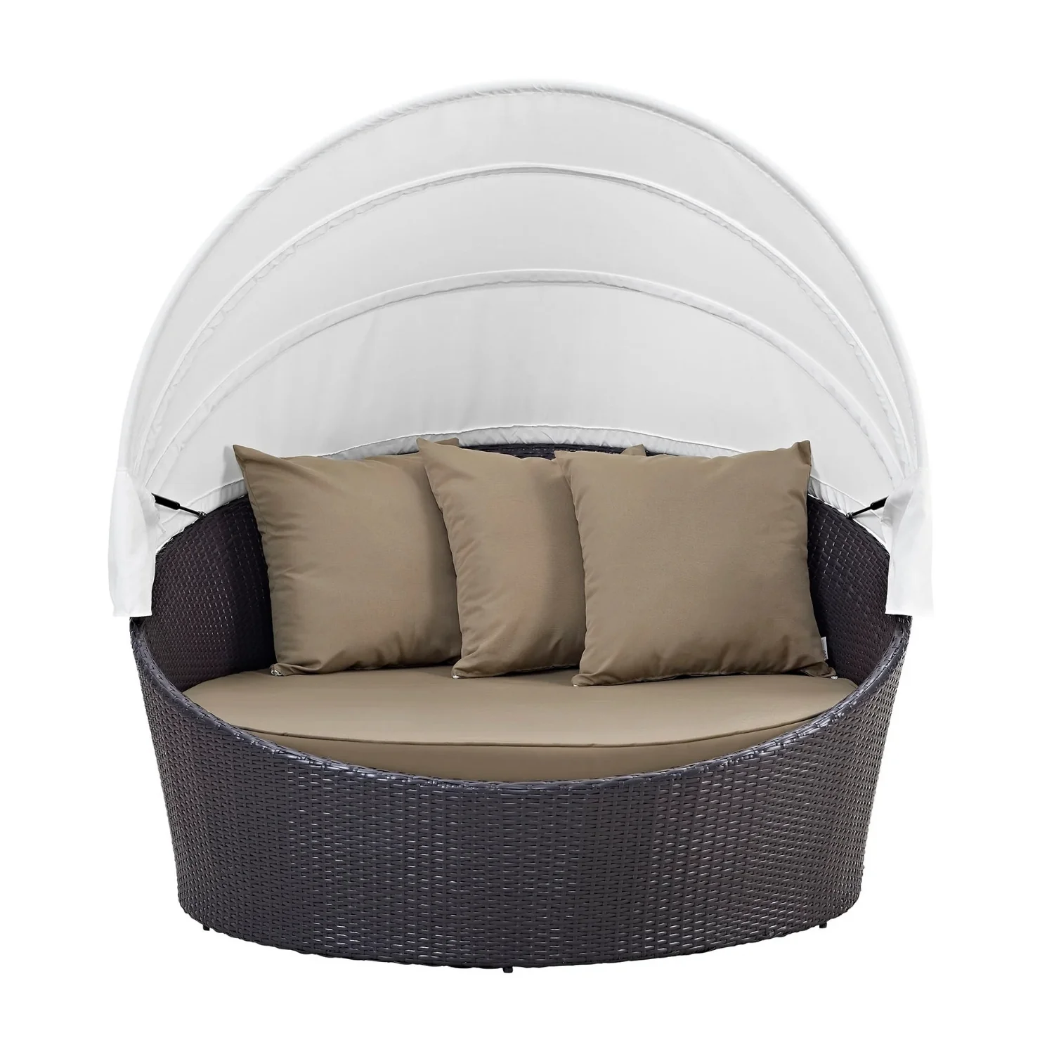 Outdoor Rattan Wicker Patio Daybed with Retractable Canopy - Image 3