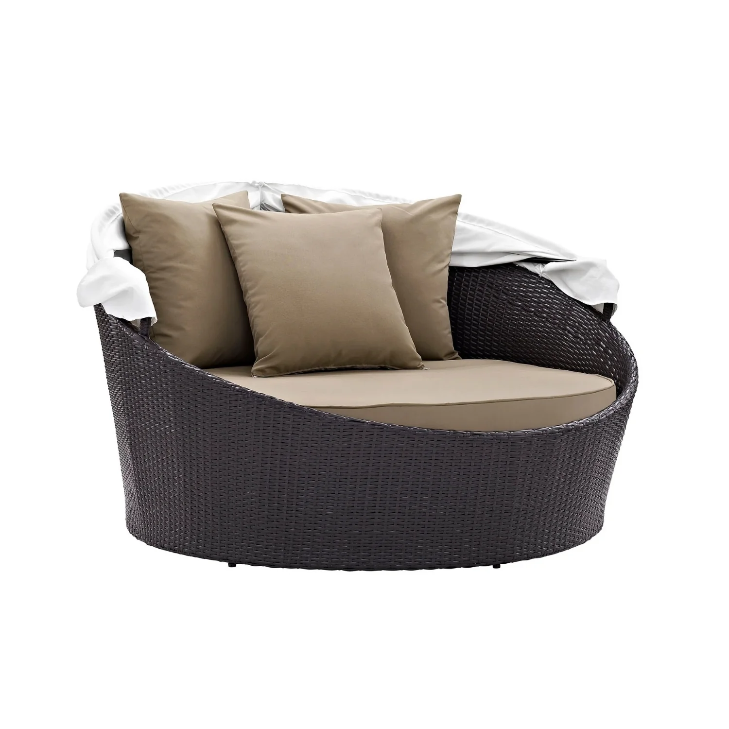 Outdoor Rattan Wicker Patio Daybed with Retractable Canopy - Image 7