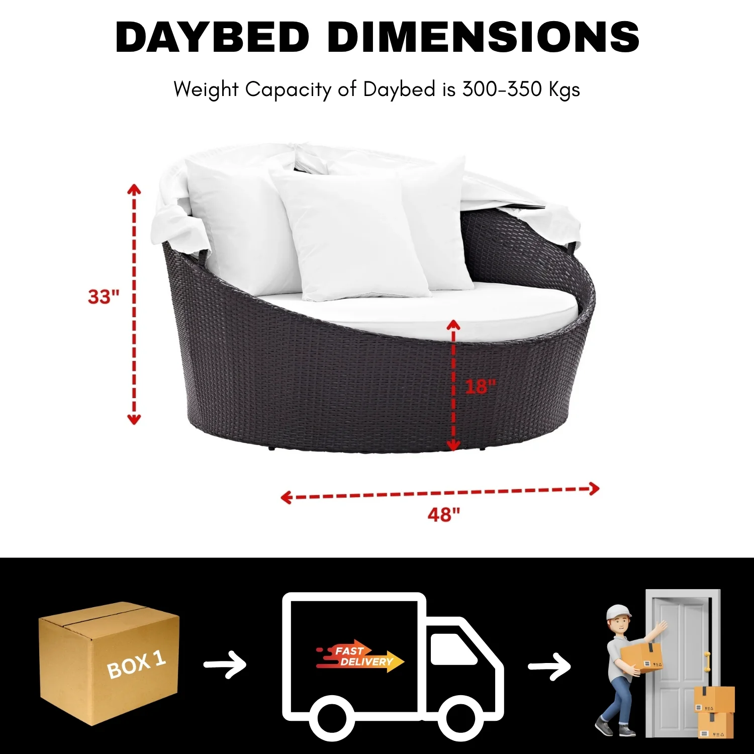Outdoor Rattan Wicker Patio Daybed with Retractable Canopy - Image 2