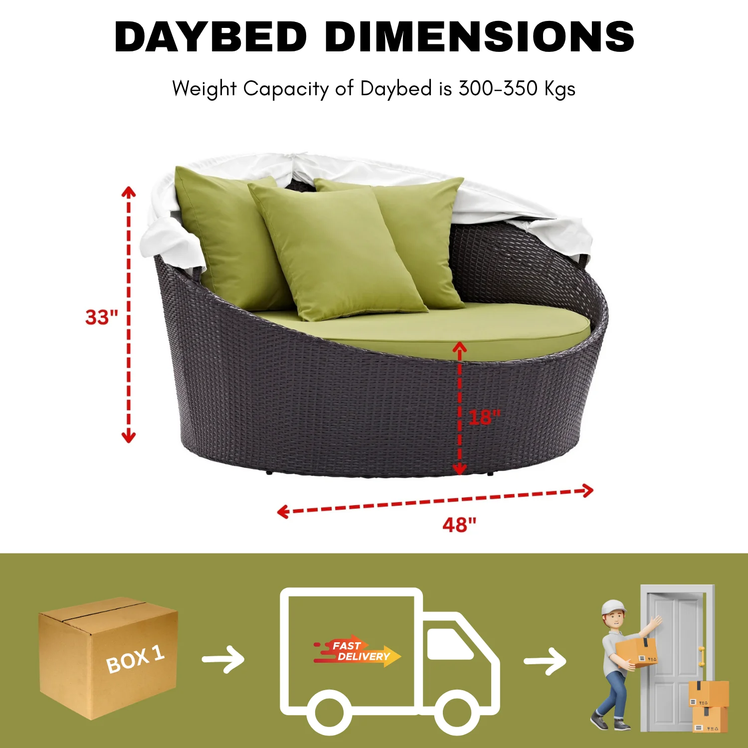 Outdoor Rattan Wicker Patio Daybed with Retractable Canopy - Image 2
