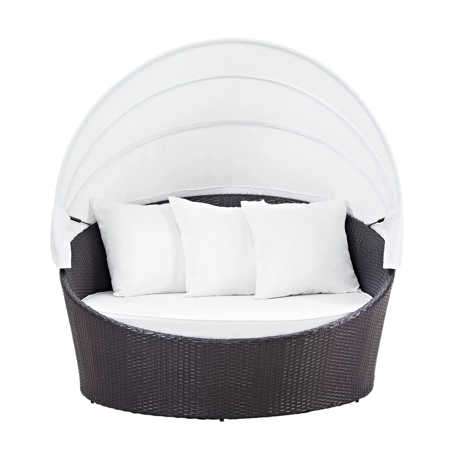 Outdoor Rattan Wicker Patio Daybed with Retractable Canopy - Image 3